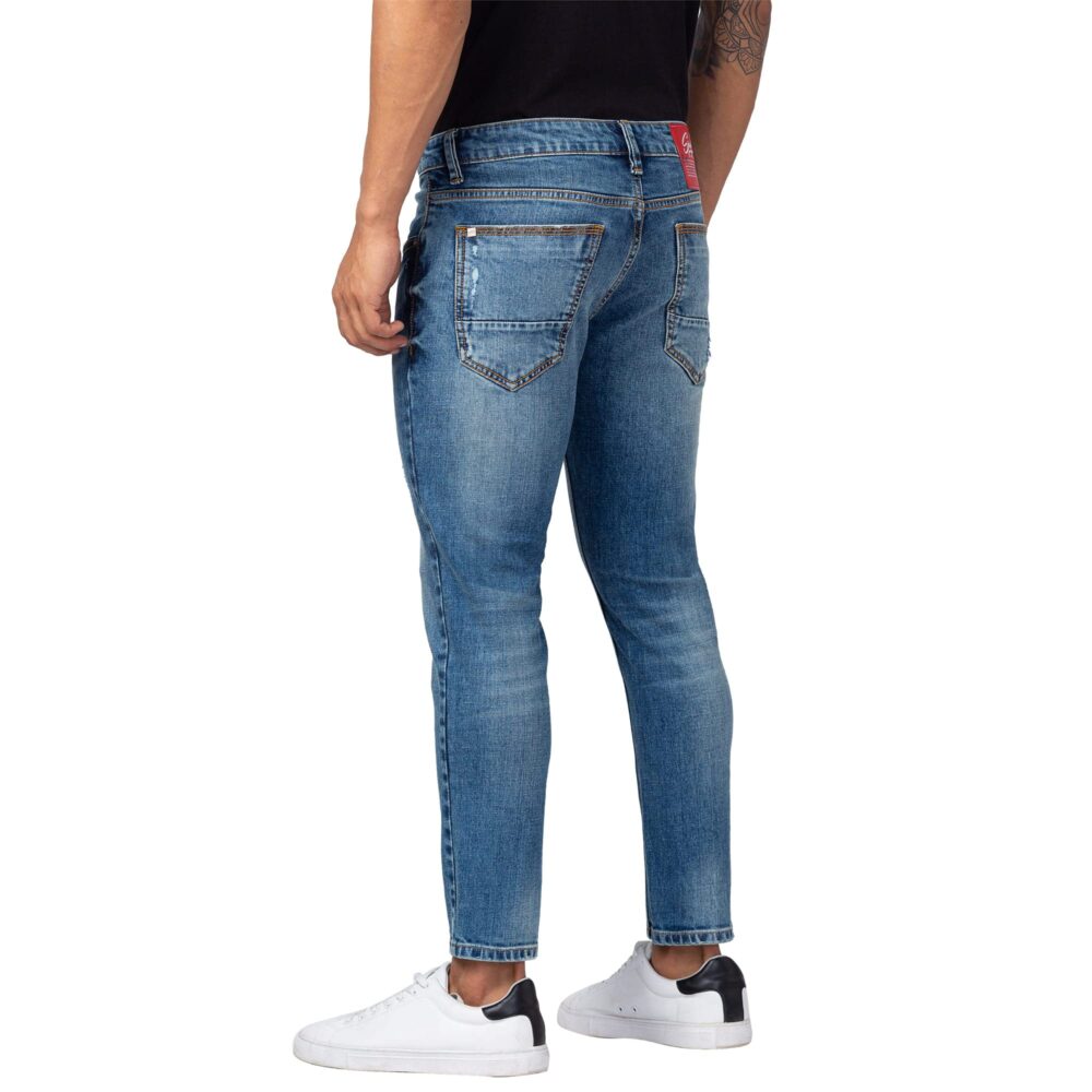 Spykar Men Vintage Blue Cotton Slim Fit Tapered Length Jeans (Kano) - Image 3