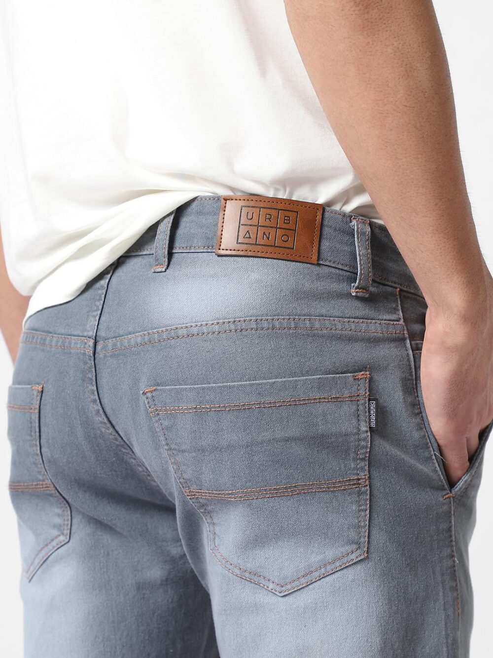 Urbano Fashion Men's Grey Slim Fit Washed Jeans Stretchable (epsrustsprcrs-mgrey-32) - Image 3