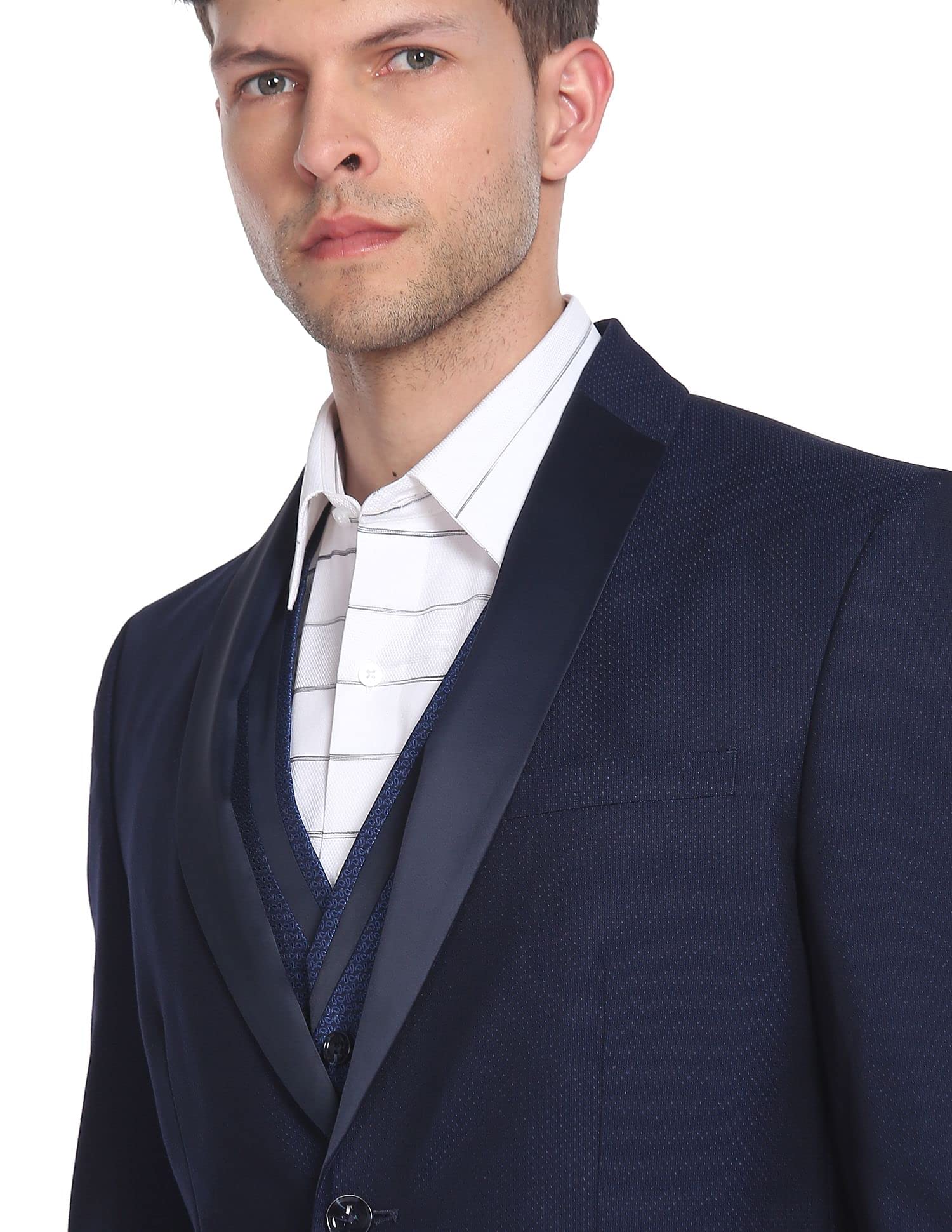 Arrow Men's Polyester Single Breasted Suits (ARAFSU5525_Blue - Image 2