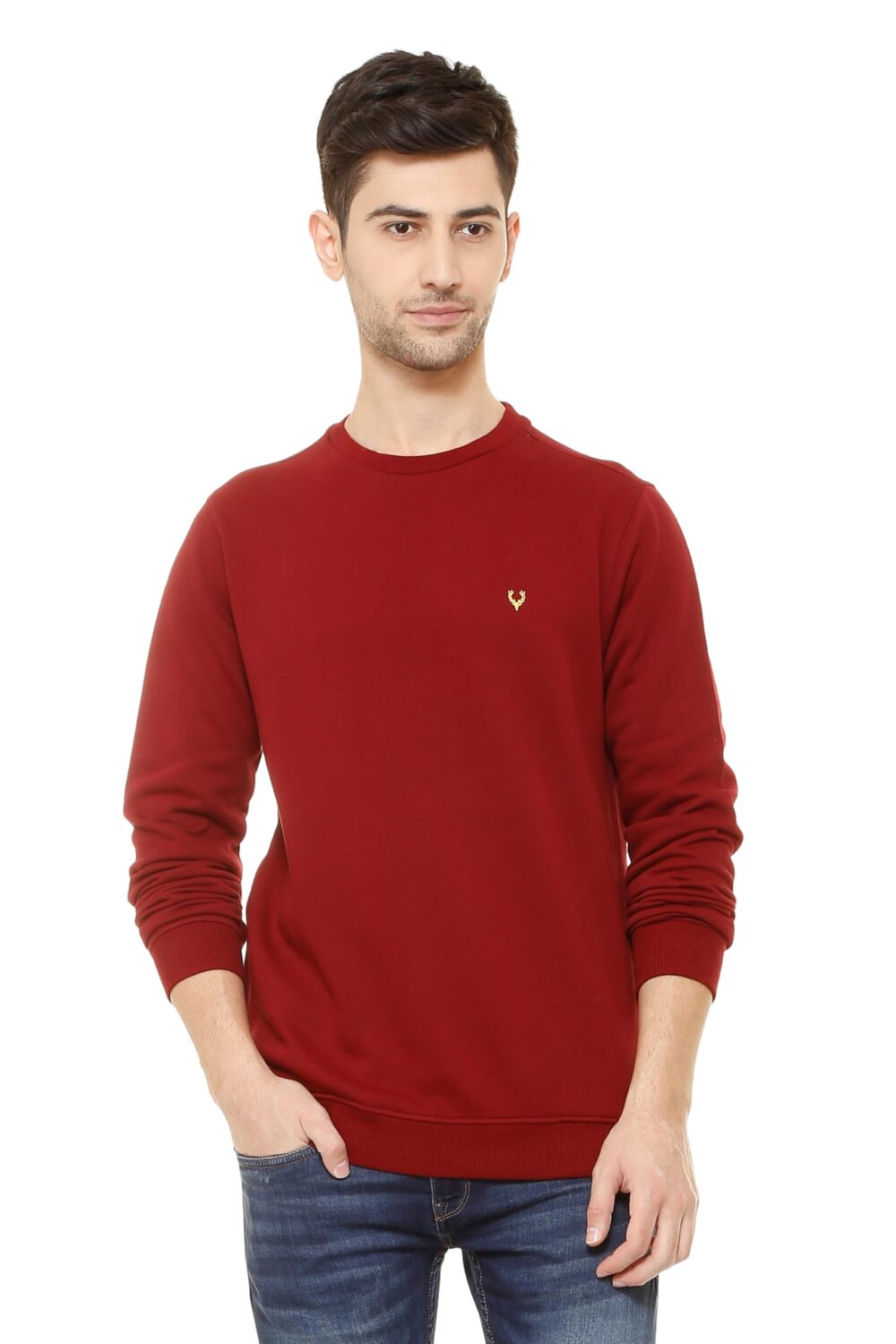 Allen Solly Men's Sweatshirt (ASSTORGPM88973XL_Maroon 19-1726 TCX)
