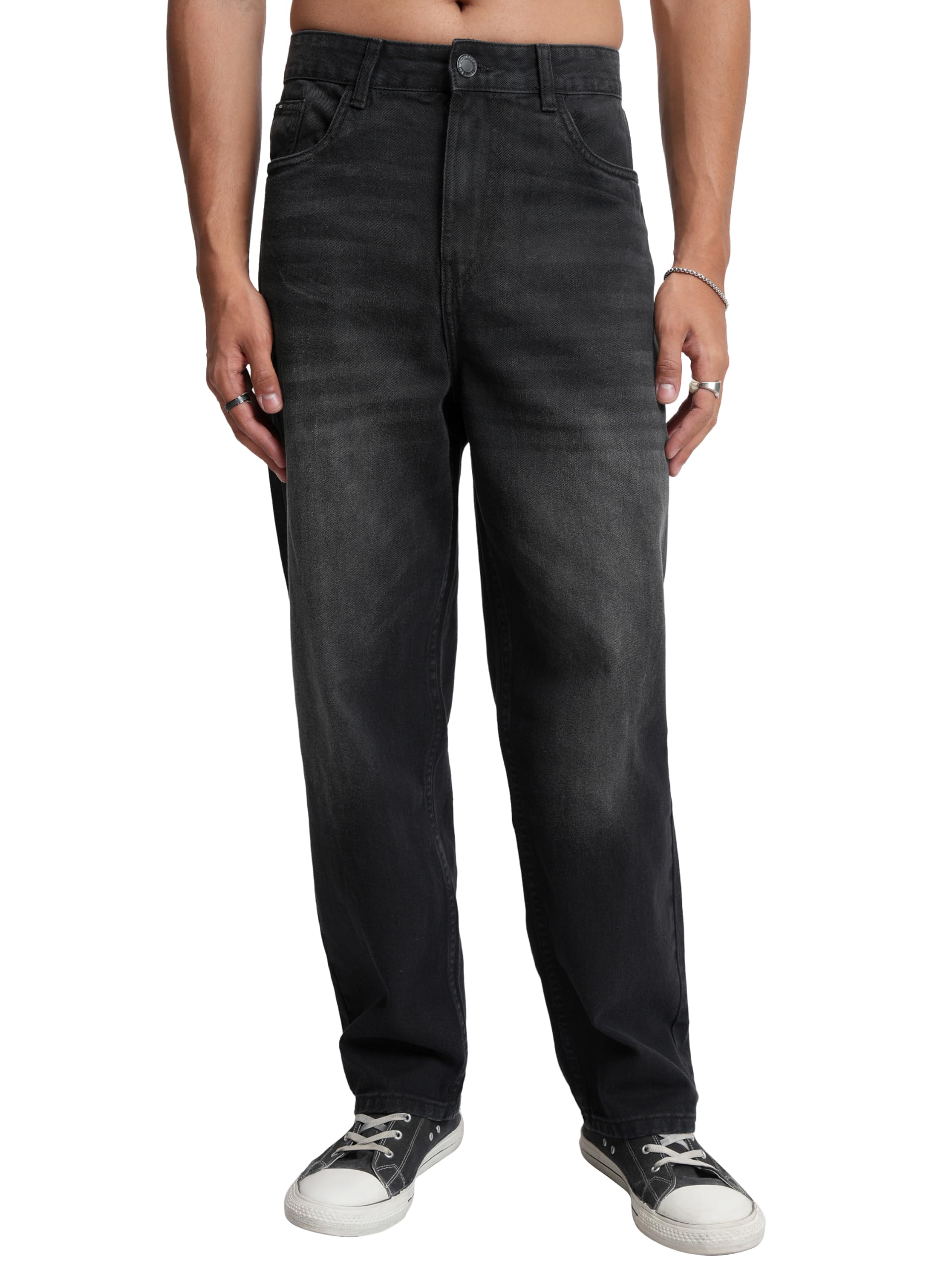 Highlander Men's Loose Jeans (PHJN000007_Black_M)