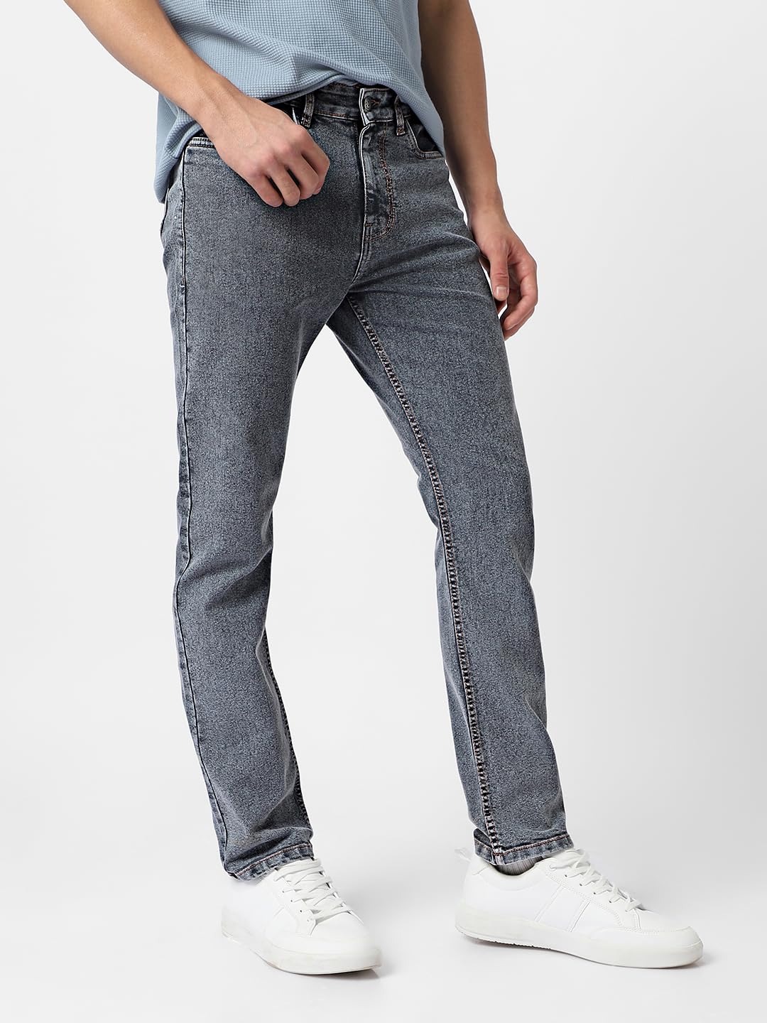 Urbano Fashion Men's Grey Regular Fit Washed Jeans Stretchable (avtowlreg-mgrey-32) - Image 5