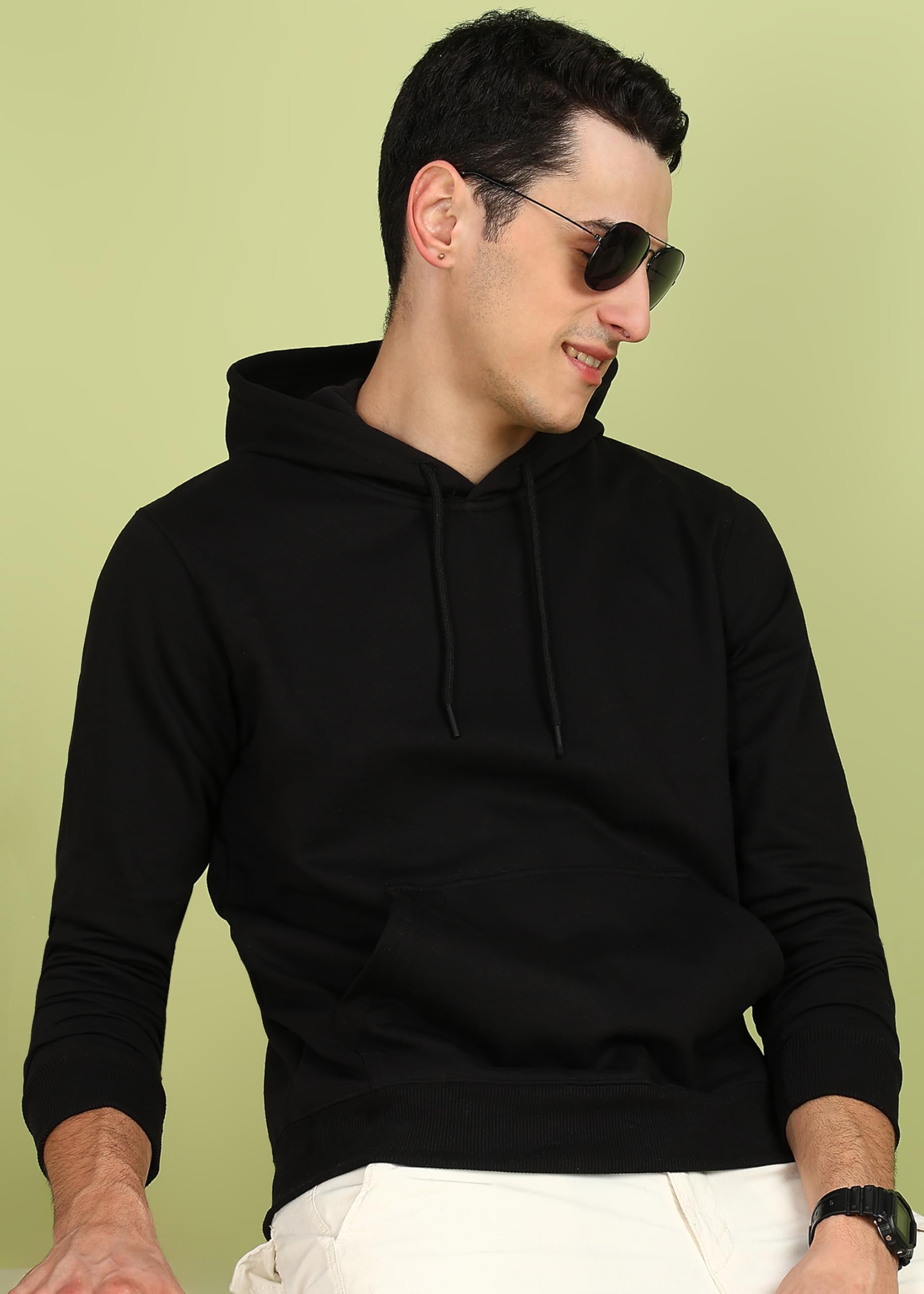 Alan Jones Clothing Men’s Solid Hooded Sweatshirt | Drawstring Hood, Kangaroo Pocket, Ribbed Hem | Regular Fit | Sizes S–5XL | Multiple Colors Black - Image 7