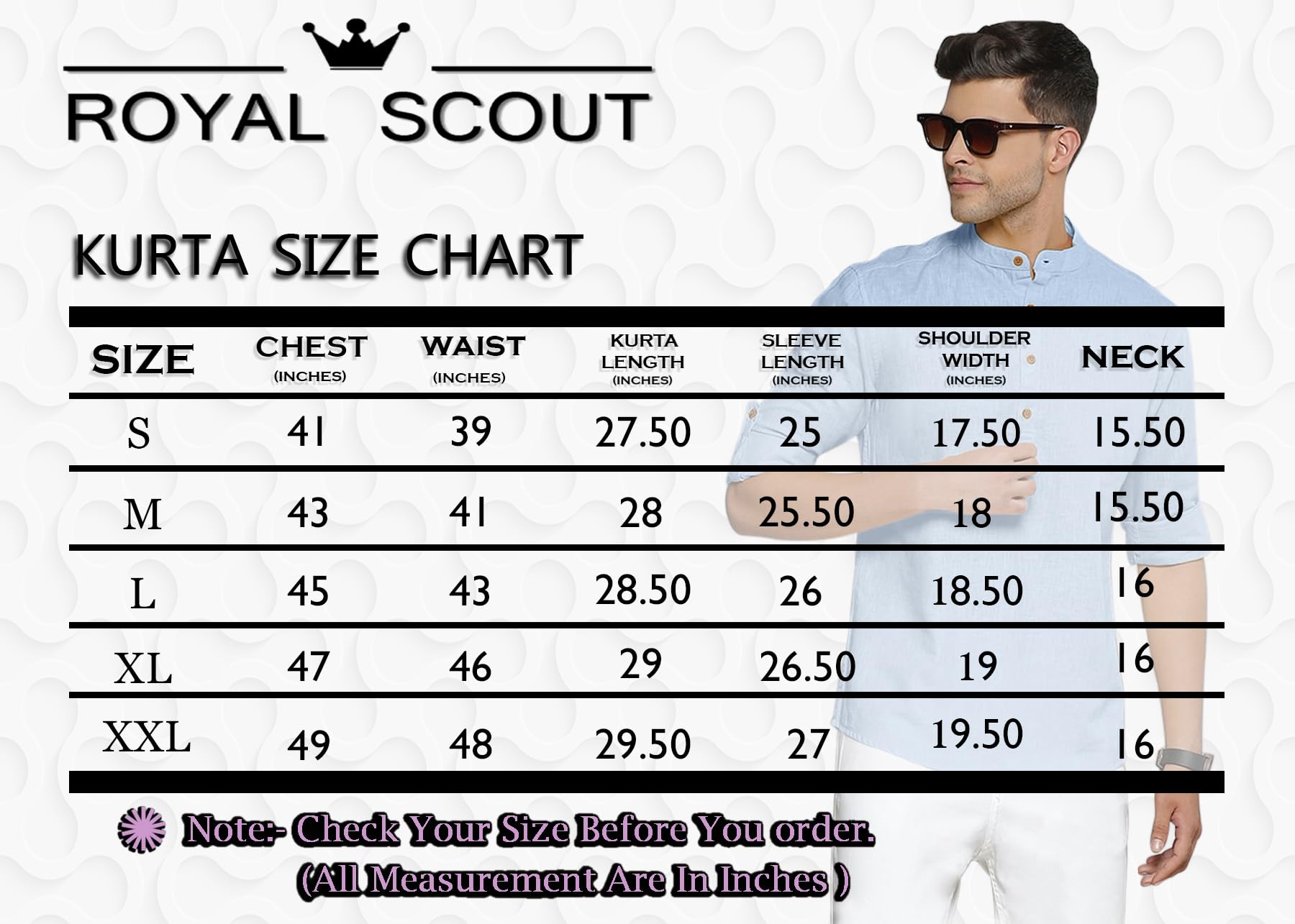 ROYALSCOUT Men's Regular Fit Solid Cotton Blend Straight Short Kurta | Full Sleeves Kurta Gold - Image 2