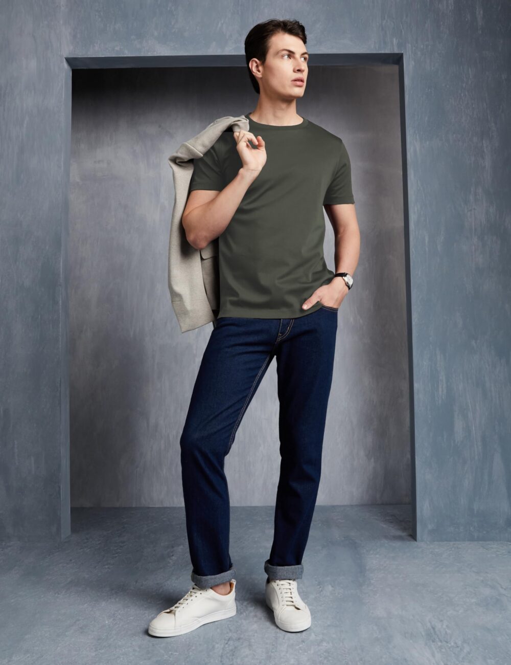 Symbol Premium Men's Cotton Super Soft Round Neck Solid T-Shirt: Regular Fit (SYP-A22-TS-01_Battle Green_M) - Image 5