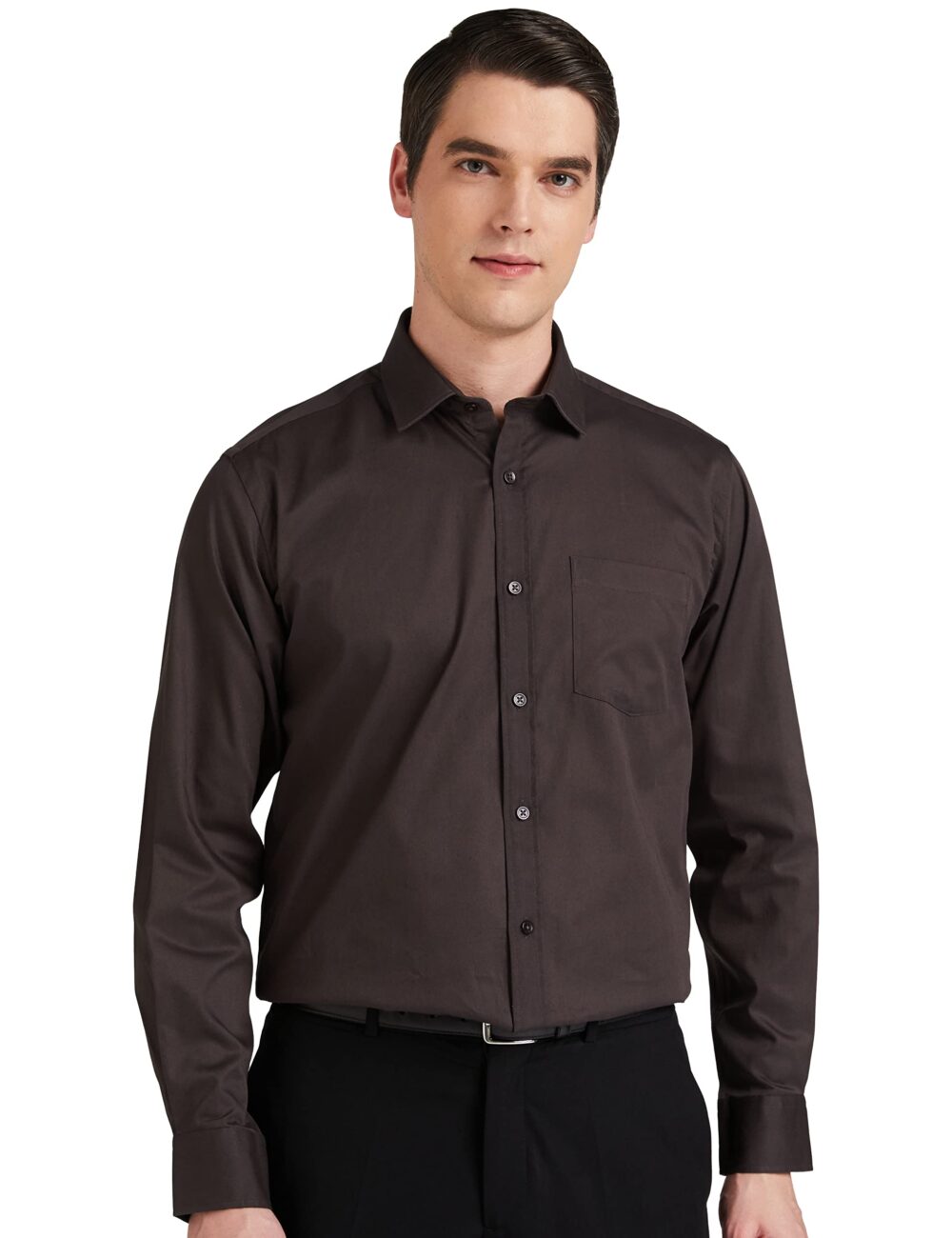 Symbol Men's Solid Cotton Formal Shirt | Plain | Full Sleeve - Regular Fit (Available in Plus Size) (D.Grey_39)