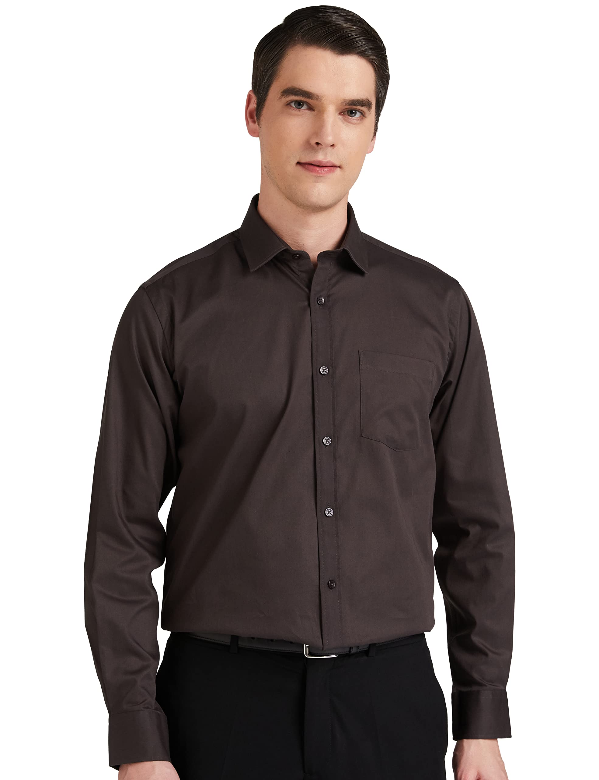 Symbol Men's Solid Cotton Formal Shirt | Plain | Full Sleeve - Regular Fit (Available in Plus Size) (D.Grey_39)