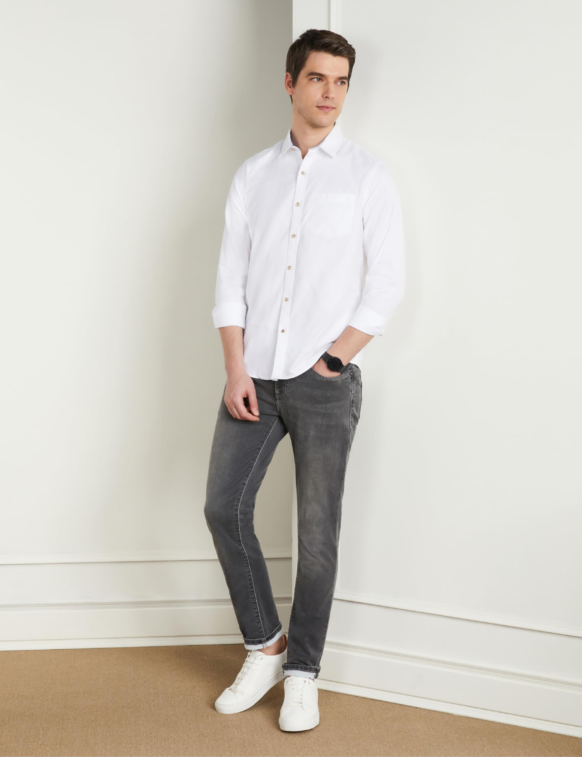 Symbol Premium Men's Slim Fit Stretchable Mid Rise Jeans | Casual Denim | Cotton Stretch | Fashion Shades of Black & Blue (Available in Plus Size) (Mid-Grey_36) - Image 5