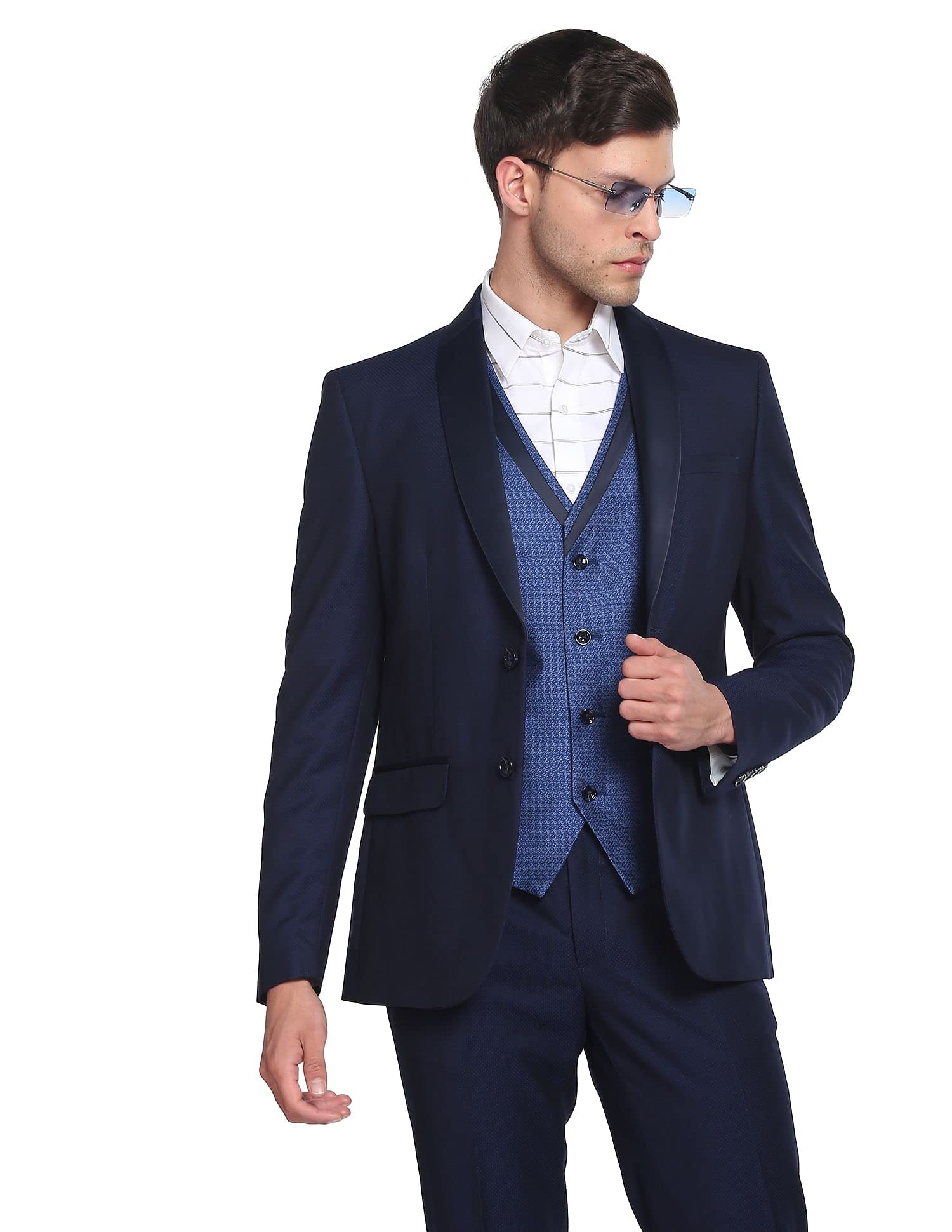 Arrow Men's Polyester Single Breasted Suits (ARAFSU5525_Blue - Image 8