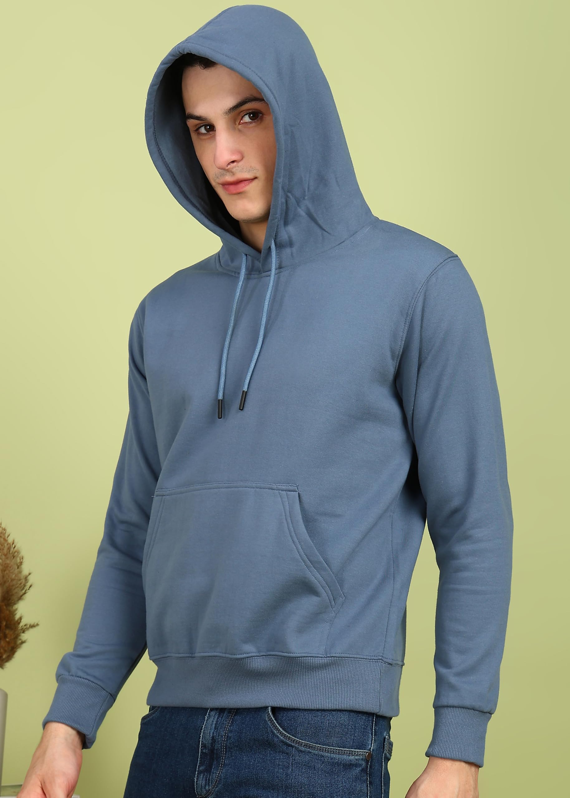 Alan Jones Clothing Men’s Solid Hooded Sweatshirt | Drawstring Hood, Kangaroo Pocket, Ribbed Hem | Regular Fit | Sizes S–5XL | Multiple Colors Persian Blue - Image 5