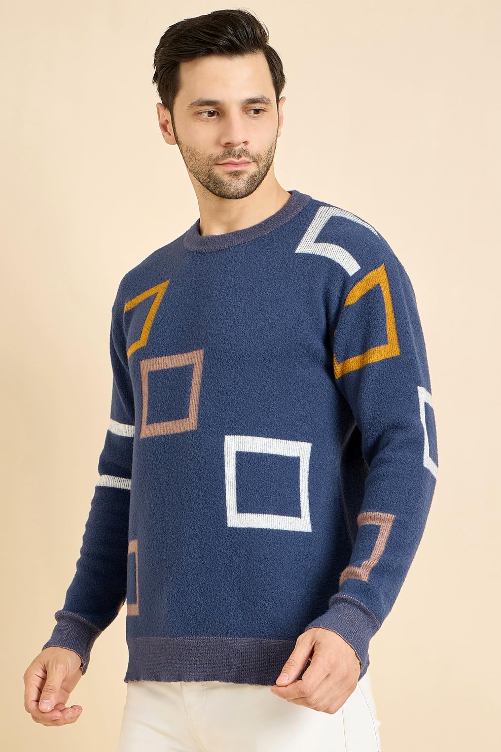 DZANT Woolen|Wool|Round Neck|Full Sleeve|Winter Wear|Sweaters For Men,blue - Image 4