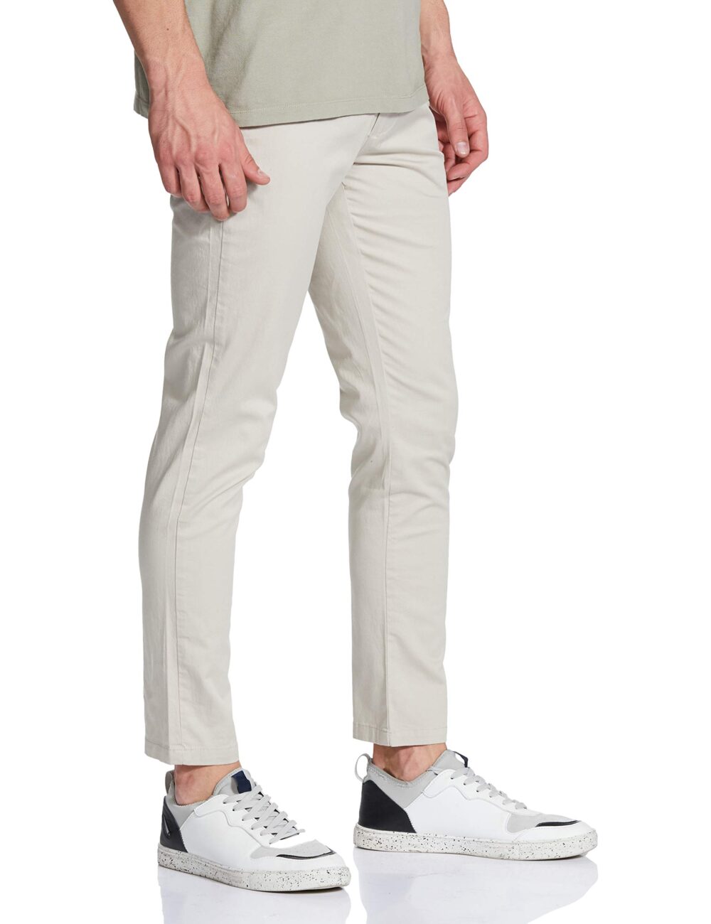 The Indian Garage Co Men Slim Fit Solid Mid-Rise Mid Rise Chinos, Grey - Image 6