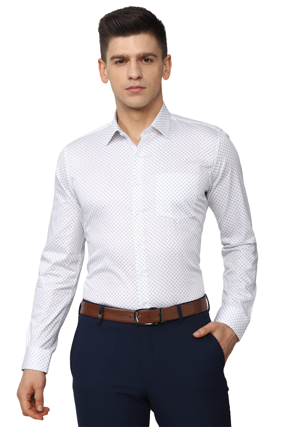 Van Heusen Cotton Men's Fitted Formal Shirt (Vhsfrslbv20281_White 40)