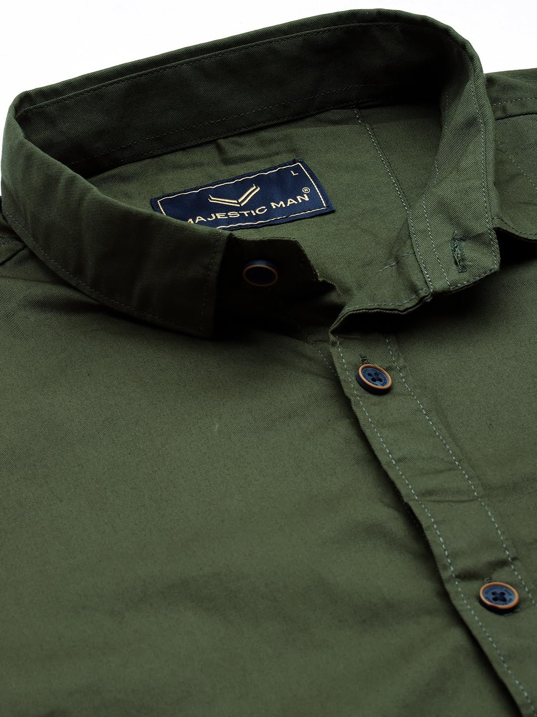 Majestic Man Classic Slim Fit Pure Cotton Casual Shirt (Medium, Olive, Men) - Image 4