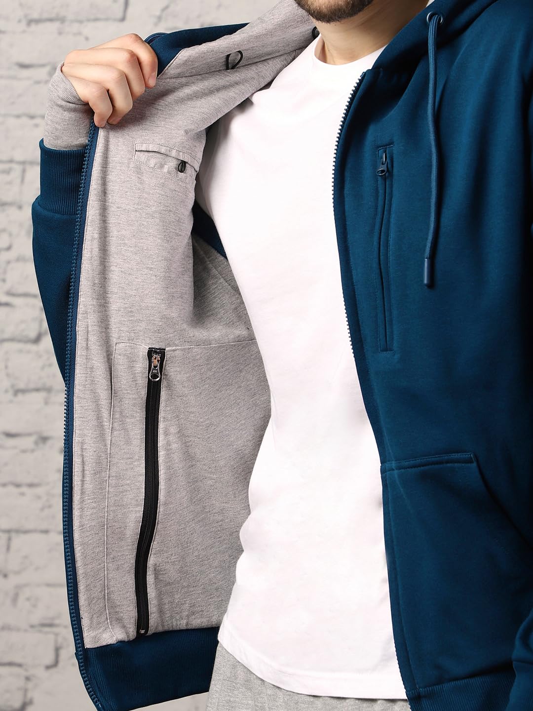 NOBERO Navy Blue Men's Travel Cotton Solid Plain Hoody Sports Winter Gym Workout Running Travel Trekking Hooded Sweatshirts and Hoodies for Men Boys Cotton Winter Casual Wear -XL - Image 5