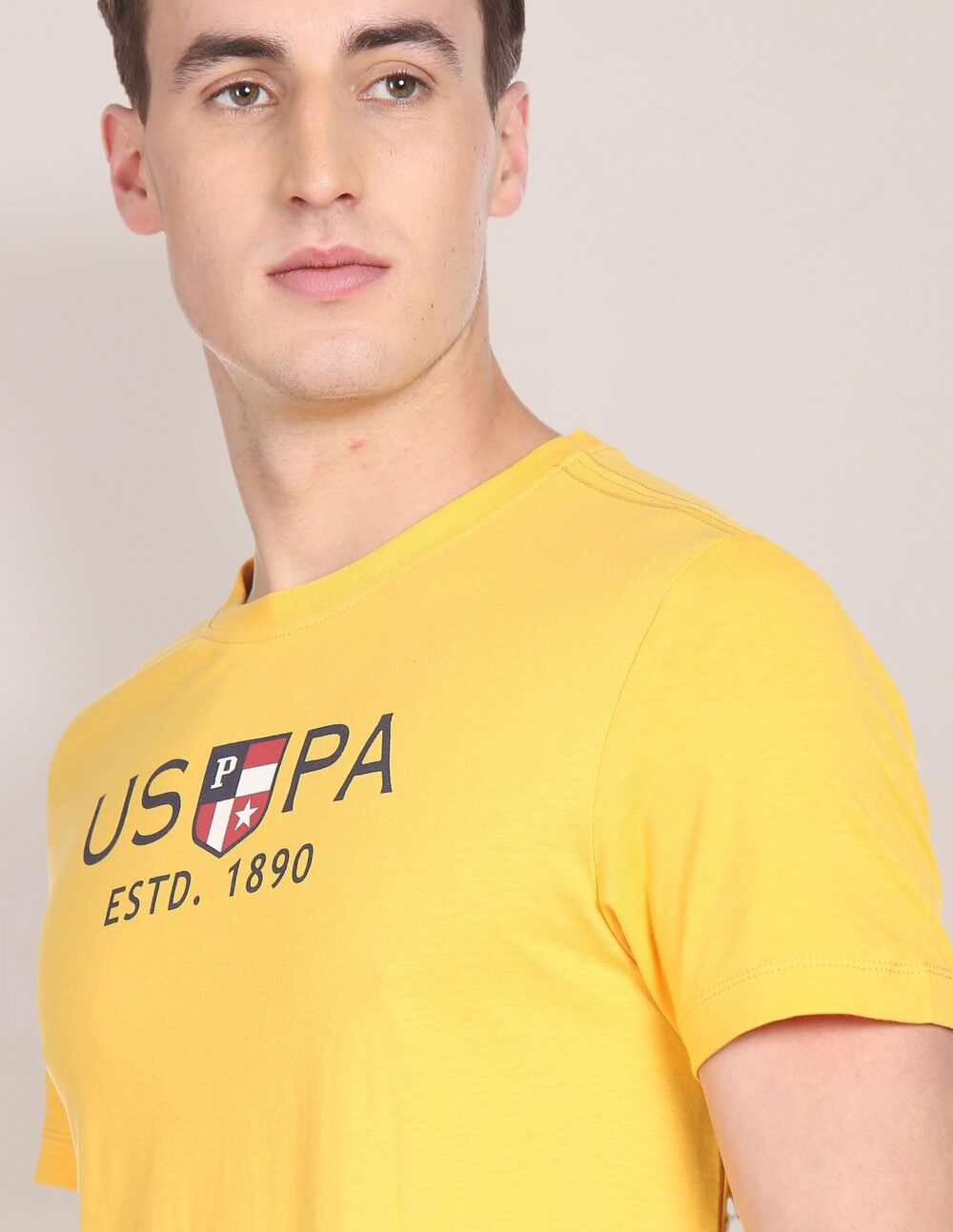 U.S. POLO ASSN. Men's Crew Neck Brand Print Cotton T-Shirt (USTSHS1376_LT. Yellow_L) - Image 2
