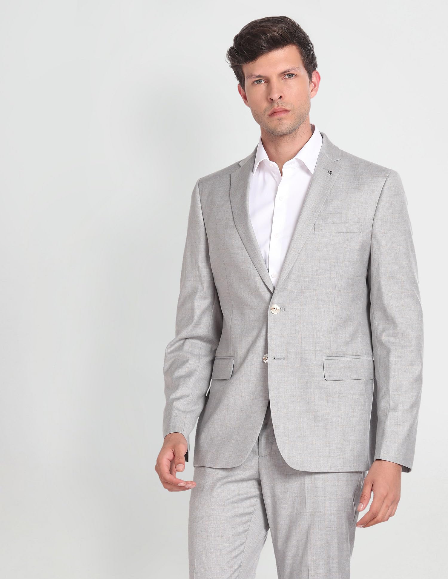 Arrow Men's Polyester Single Breasted Business Suit Pants Set (ARAGSU5590_Grey - Image 8