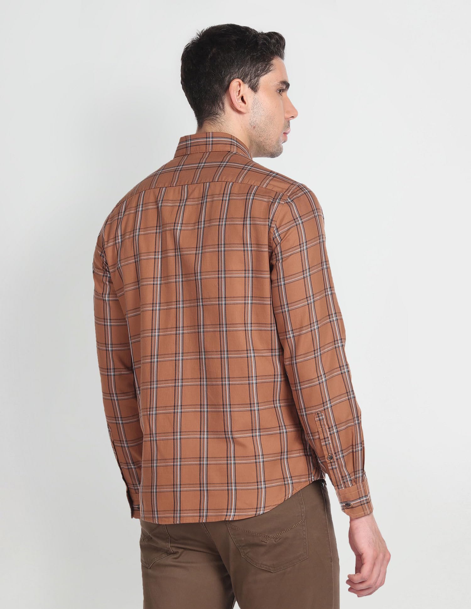 Arrow Men's Slim Fit Shirt (ASADOSH02243_Brown - Image 4