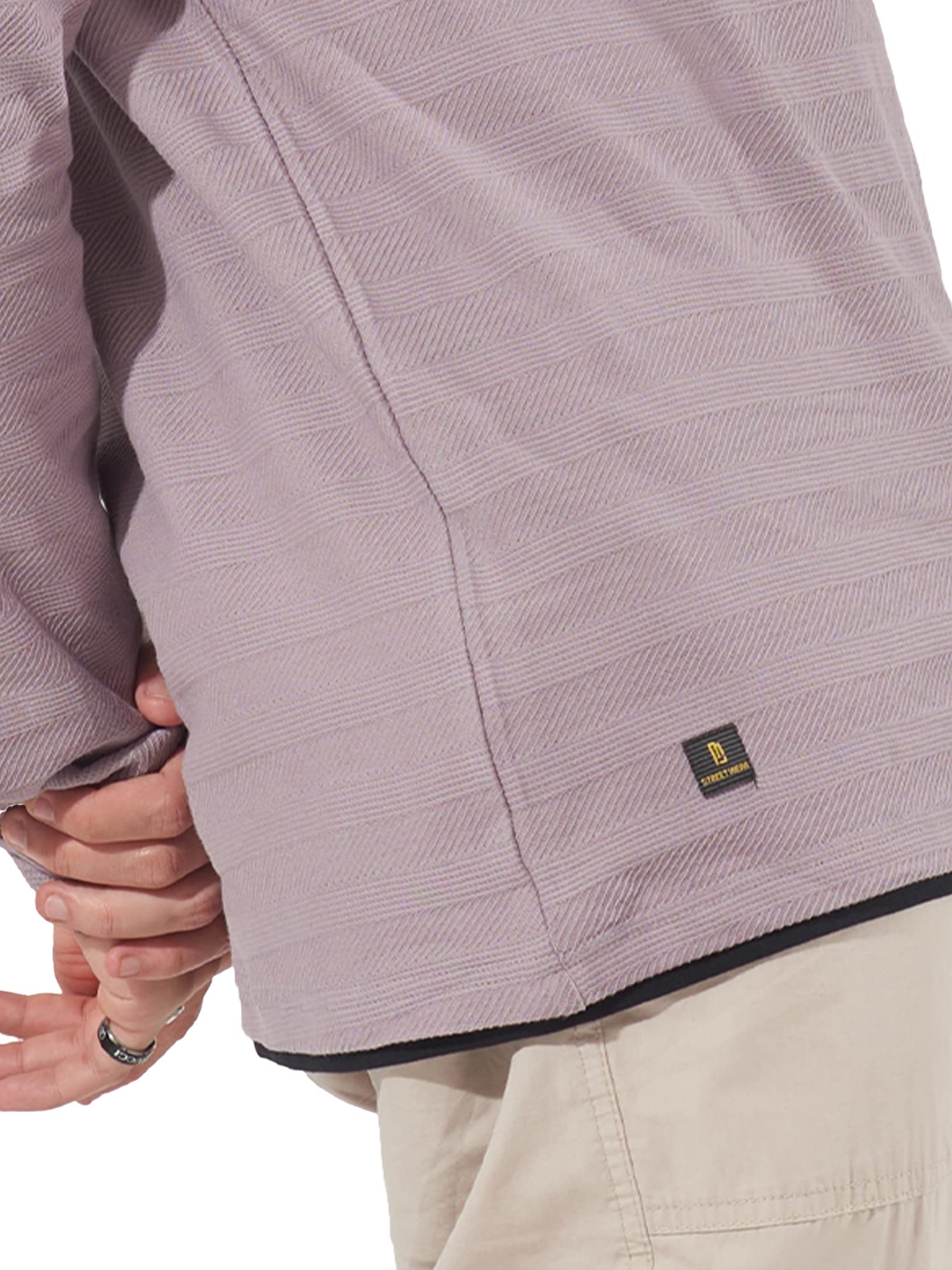Maniac Mens Solid Round Neck Full Sleeve Lavender Cotton Slim Fit Sweatshirt - Image 3