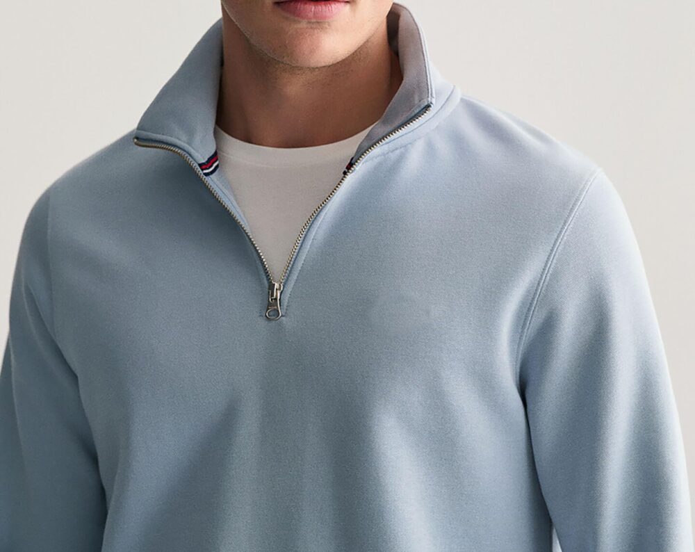 FN3 Half Zipper Men's Sweatshirt || Polyester Blend Modern Fit Hoodie || Unisex Sweatshirt Sky (X_Large) - Image 3