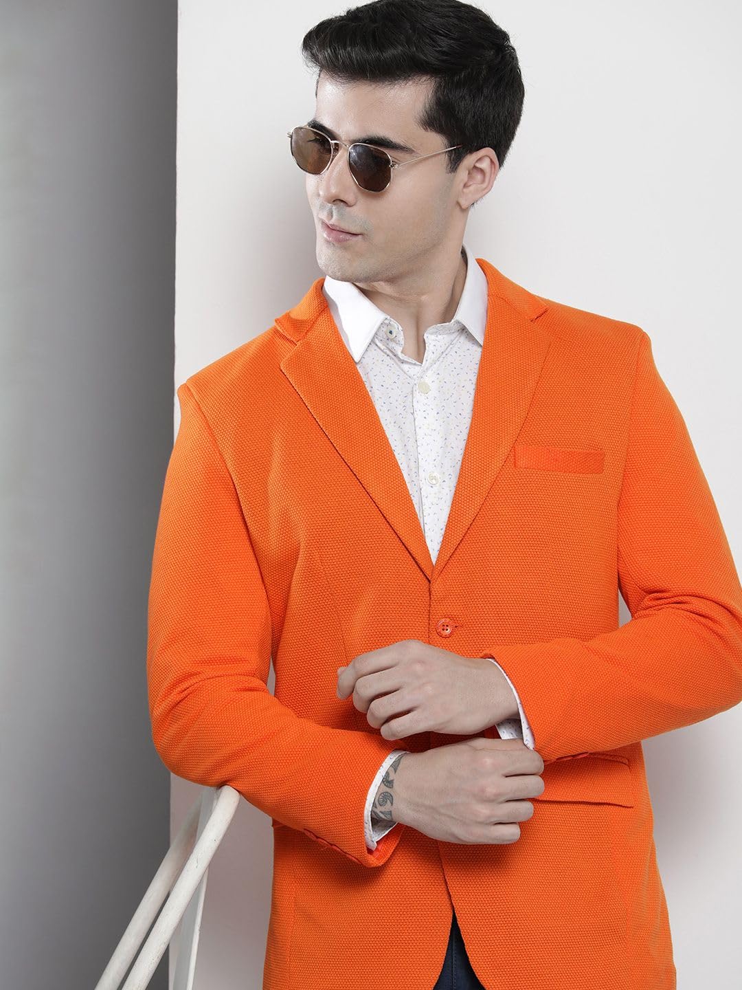 The Indian Garage Co Men's Casual Blazers Slim Fit (0222-BLZ29-07_Orange_M) - Image 8