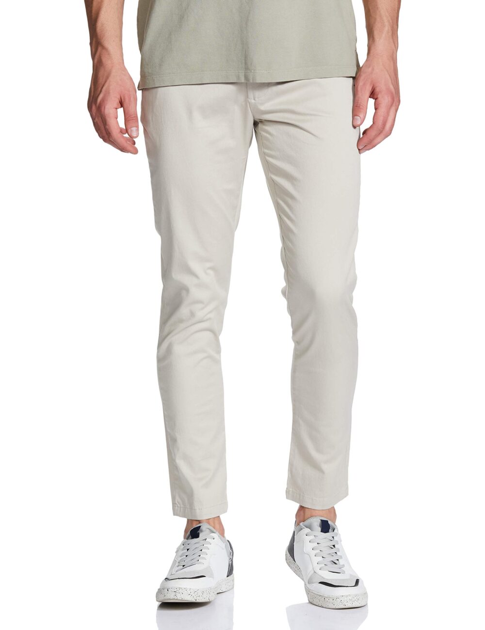 The Indian Garage Co Men Slim Fit Solid Mid-Rise Mid Rise Chinos, Grey