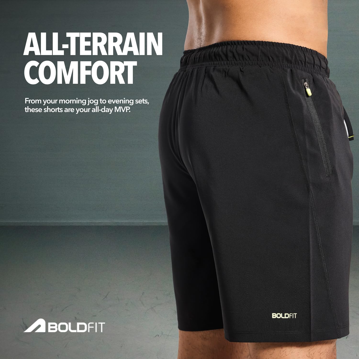 Boldfit Men's Gym Shorts (BFTBM7004TBlackL_Black_L) - Image 2