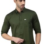 Majestic Man Classic Slim Fit Pure Cotton Casual Shirt (Medium, Olive, Men)