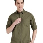 Symbol Men's Cotton Shirt | Casual | Plain | Full Sleeve | Summer - Regular Fit (Available in Plus Size) (Olive_2XL)