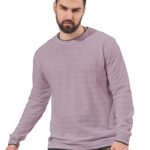 Maniac Mens Solid Round Neck Full Sleeve Lavender Cotton Slim Fit Sweatshirt