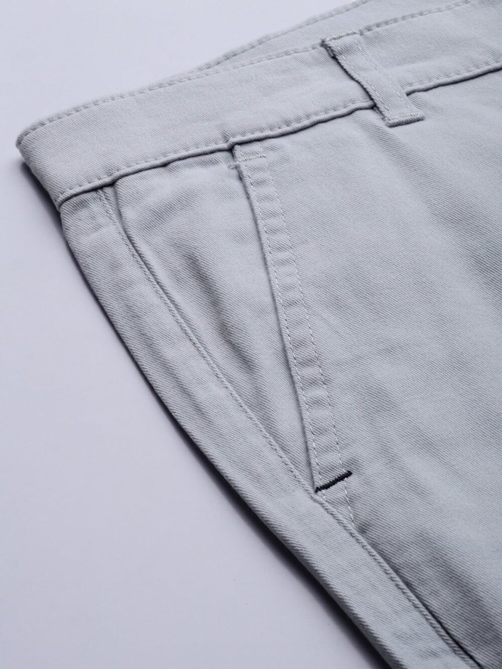 The Indian Garage Co Men Slim Fit Solid Mid Rise Stretchable Chinos Sky Blue, 34 - Image 2