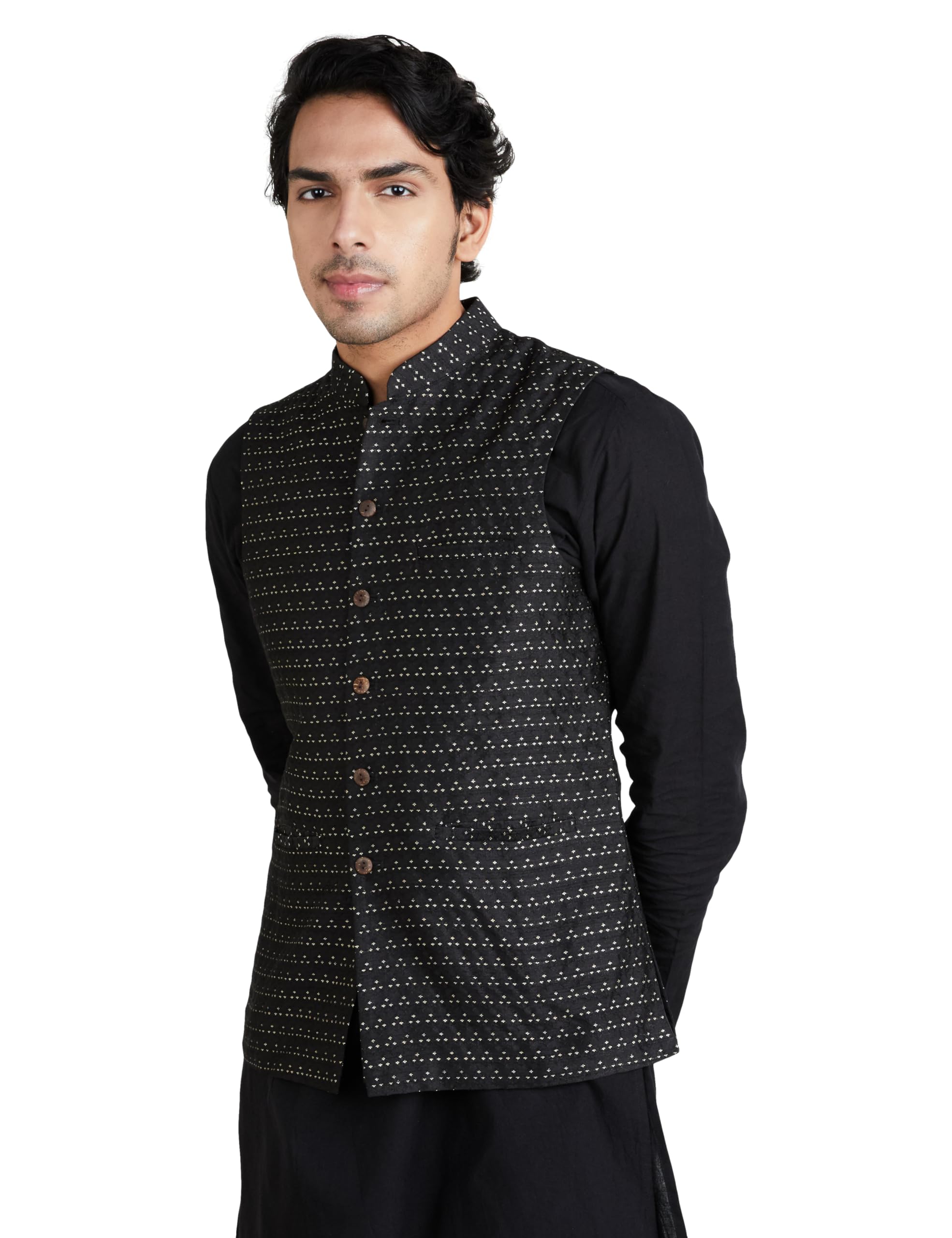 Symbol Men's Lightweight Nehru Jacket Black1 L