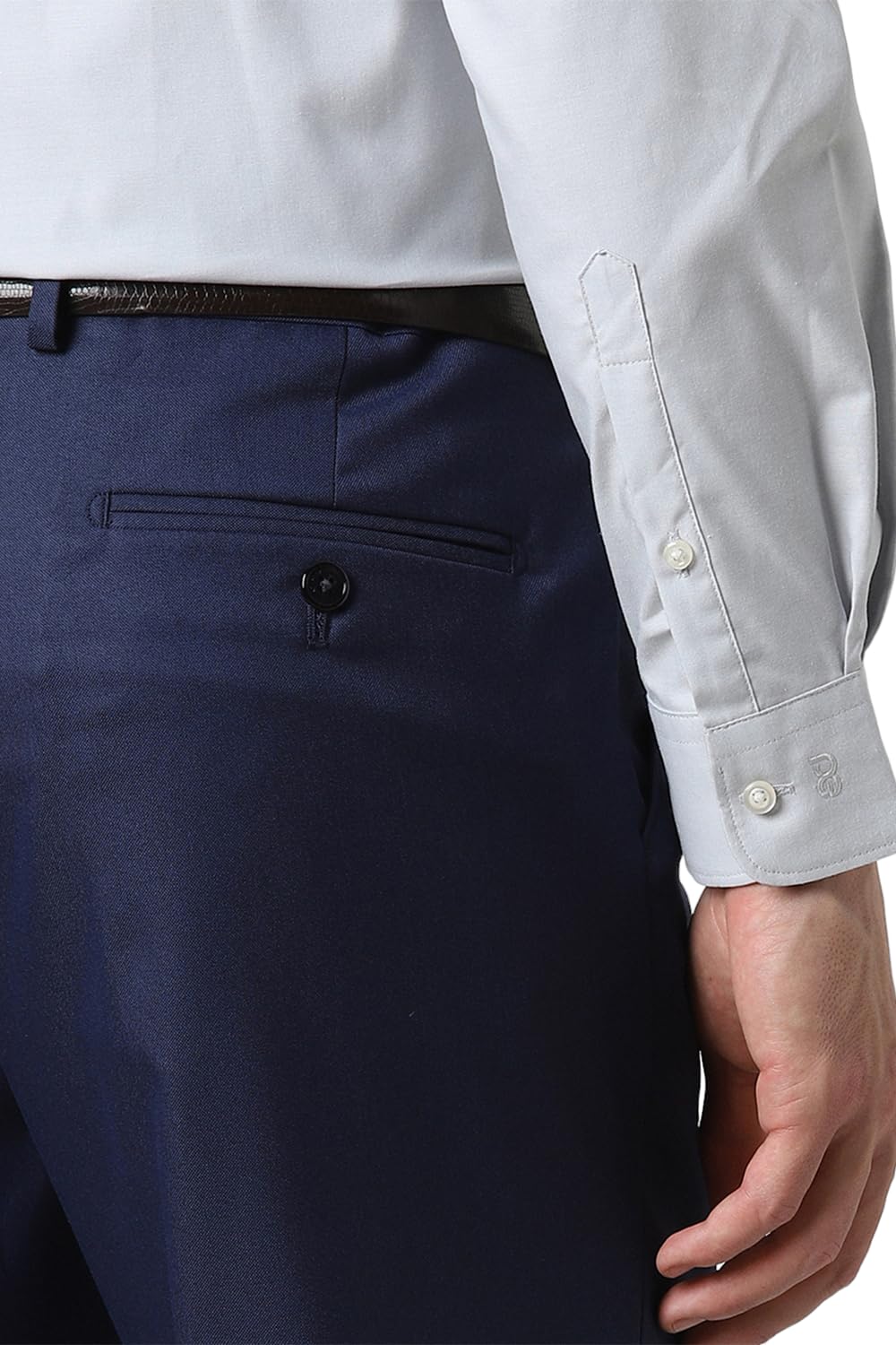 Peter England Men's Classic Solid Full Sleeve Slim Fit Shirt | Wonder Fabric | Cotton Rich | Pin Point Oxford Grey - Image 2
