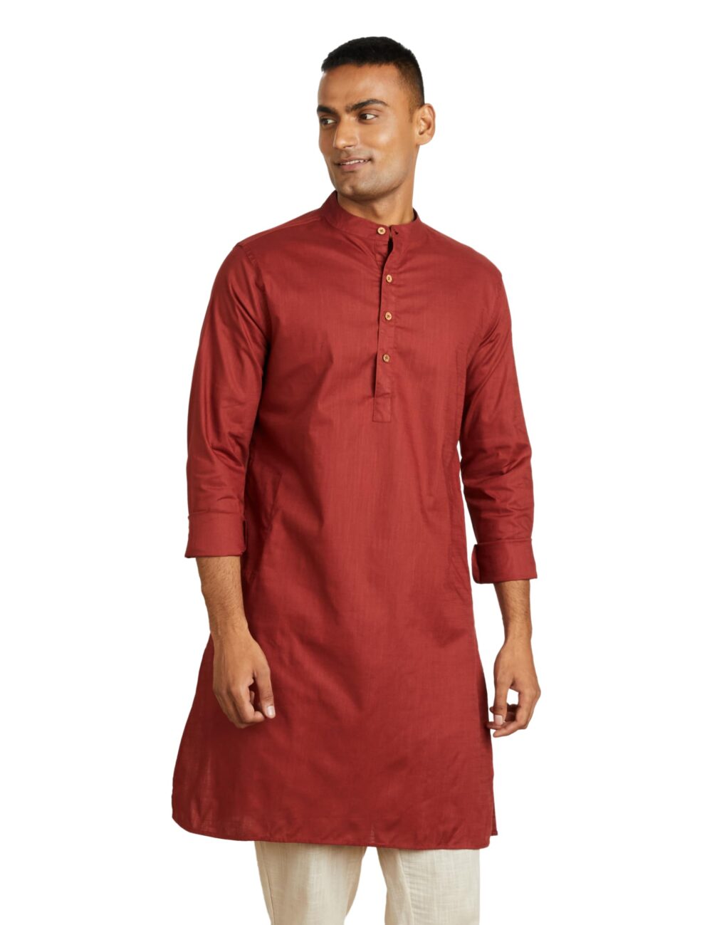 Symbol Men's Cotton Solid Long Kurta (Regular Fit) Sun Dried Tomato XL