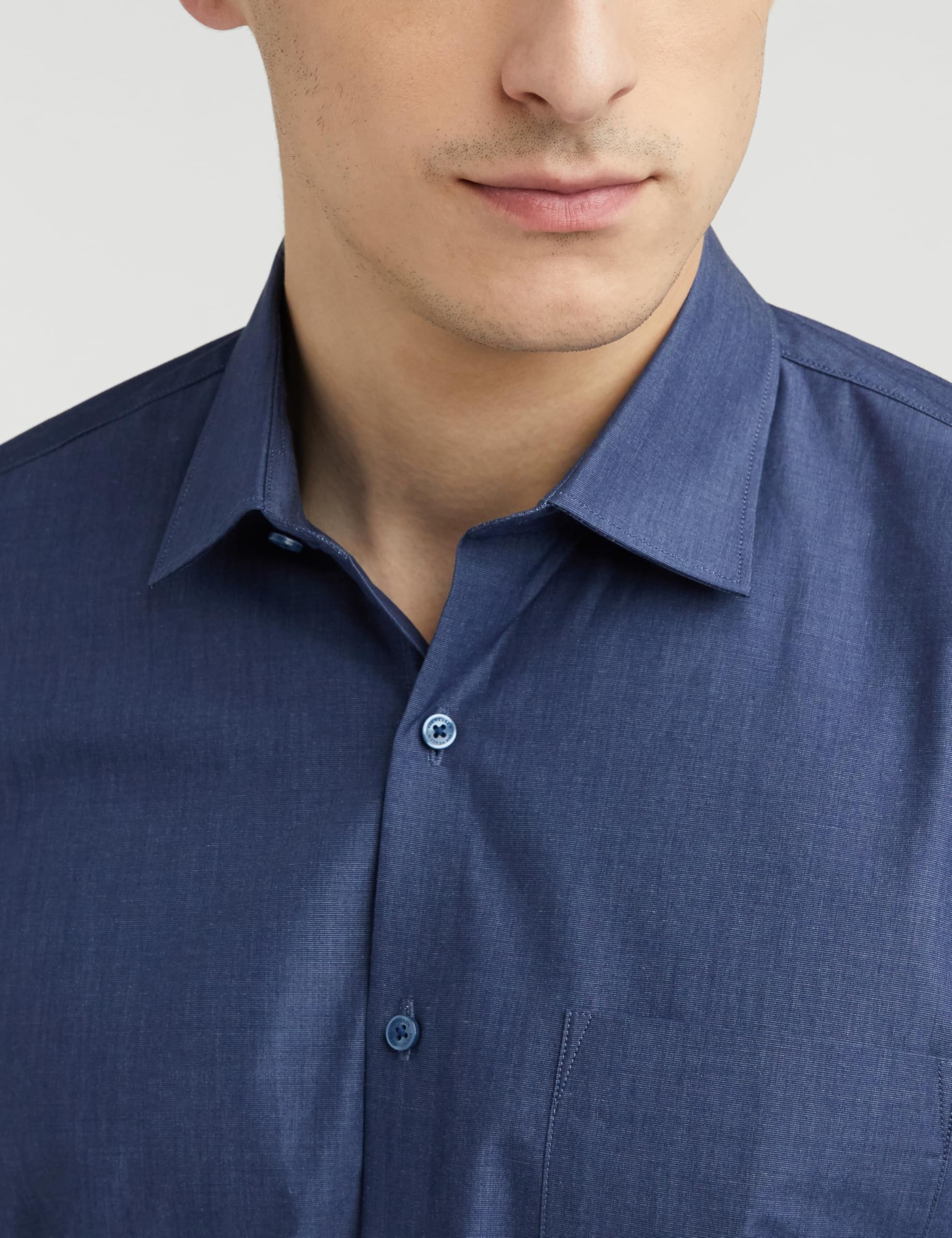 Van Heusen Cotton Men's Solid Slim Fit Formal Shirt (VHSFRSLBJ74217_Navy 39) - Image 4
