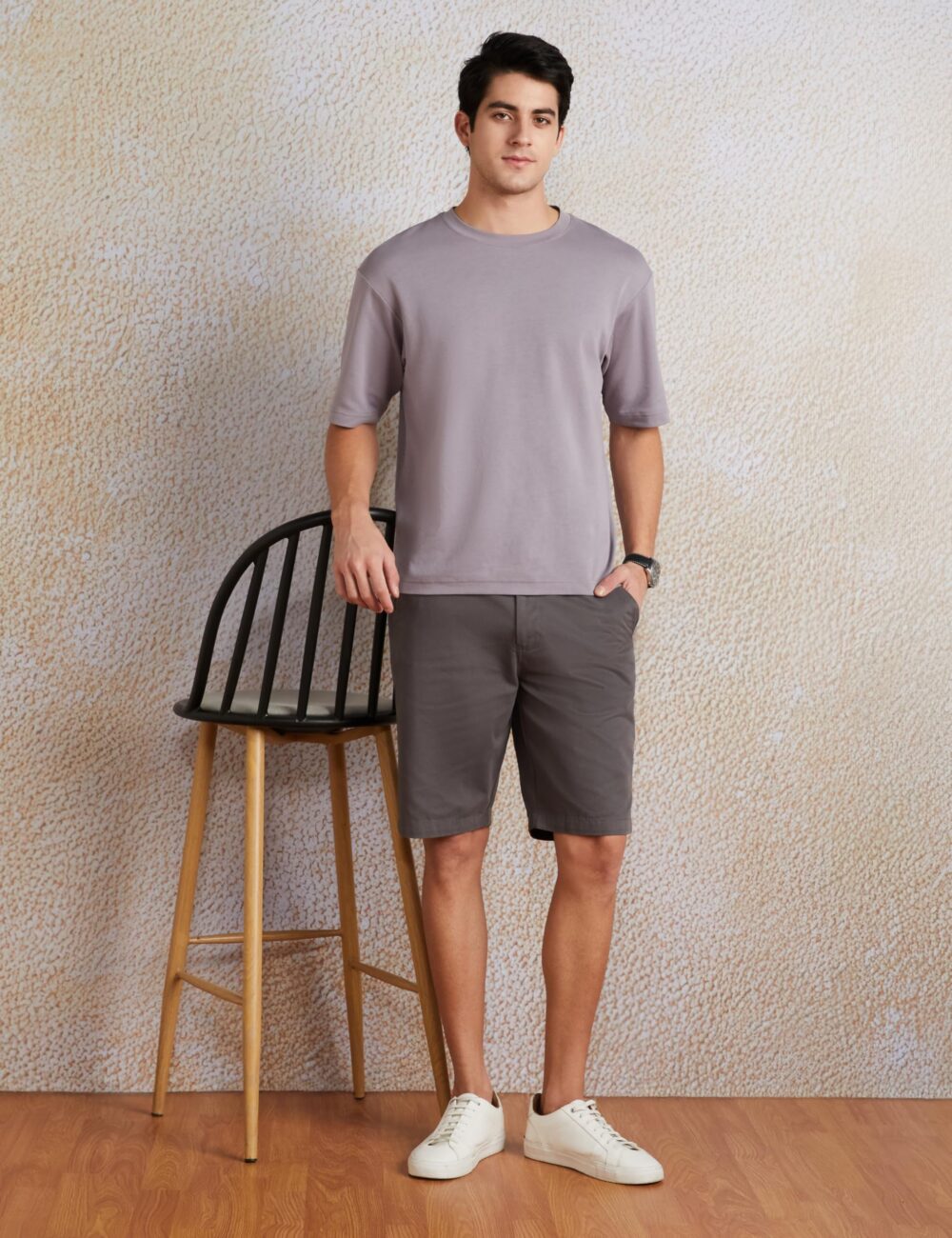 Symbol Men's Cotton Chino Shorts | Casual Half Pants | Bermuda (Grey_38) - Image 7