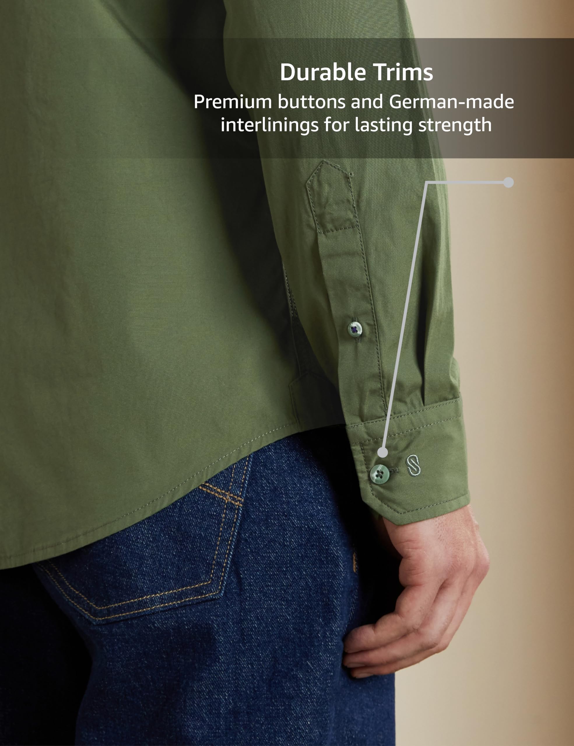 Symbol Premium Men's Casual Cotton Poplin Shirt (Regular Fit) (Light Green_XL) - Image 3