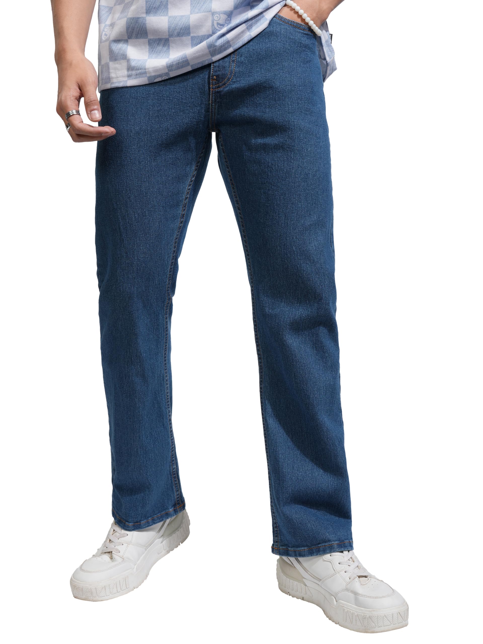 Highlander Men's Regular Fit Jeans (PHJN000281_Light Blue_L)