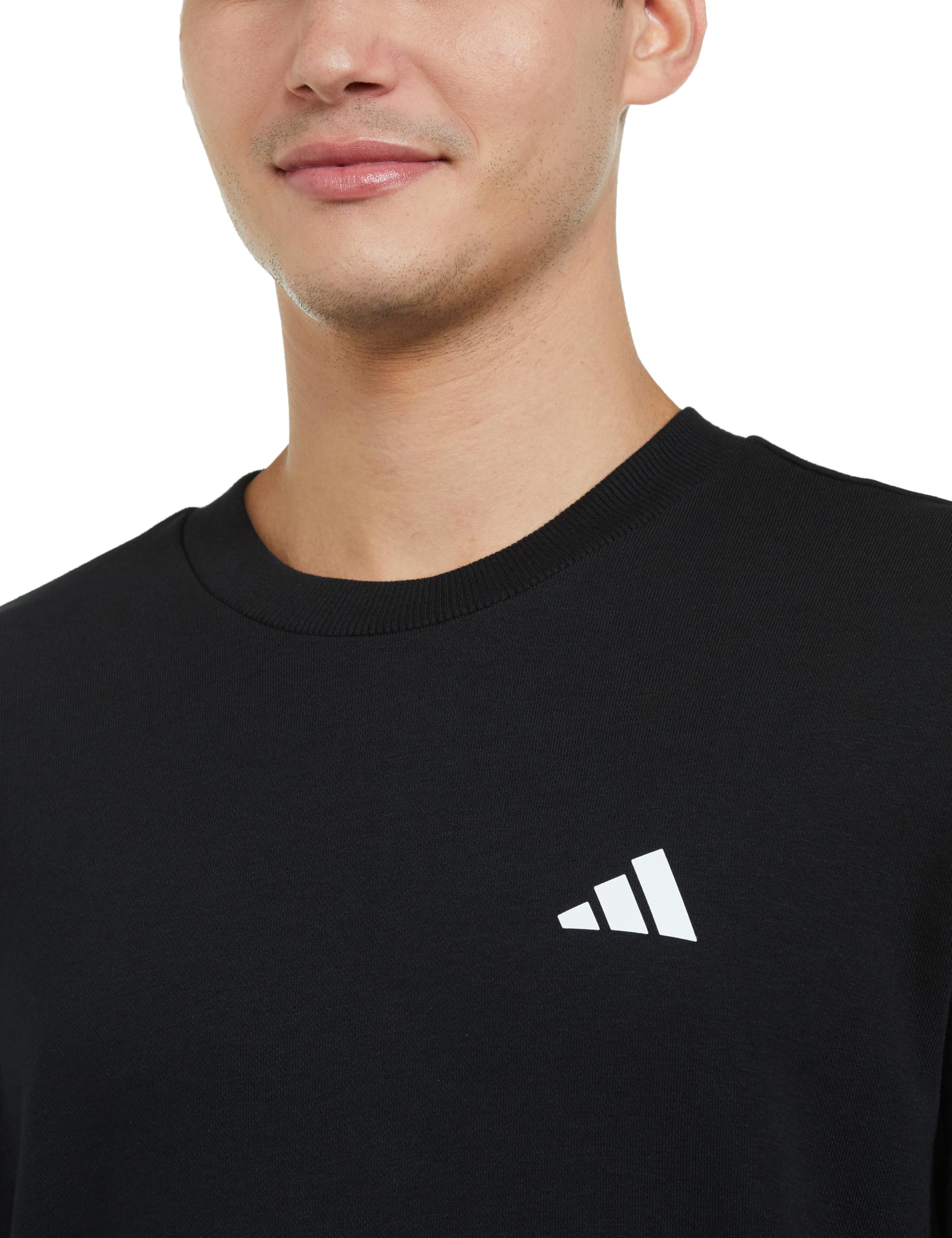 adidas Men's Cotton Blend Crew Neck Regular Fit Sweatshirt (JE9378_Black_Large) - Image 3