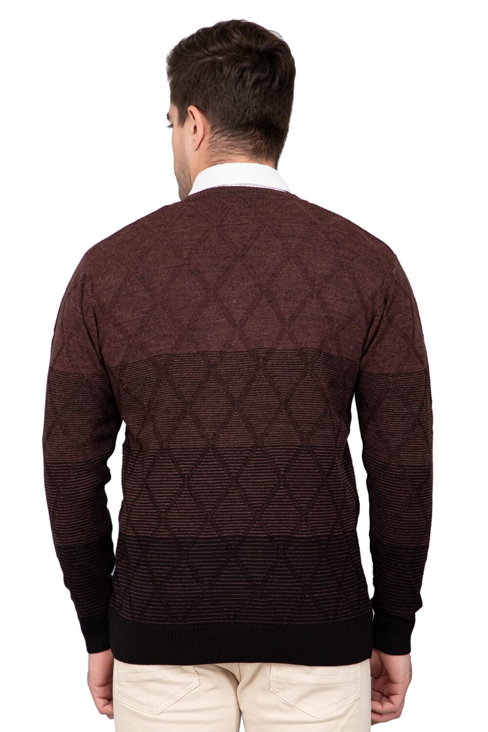 GODFREY Wool Blend V-Neck Sweaters for Men Winter, Brown, Large - Image 6