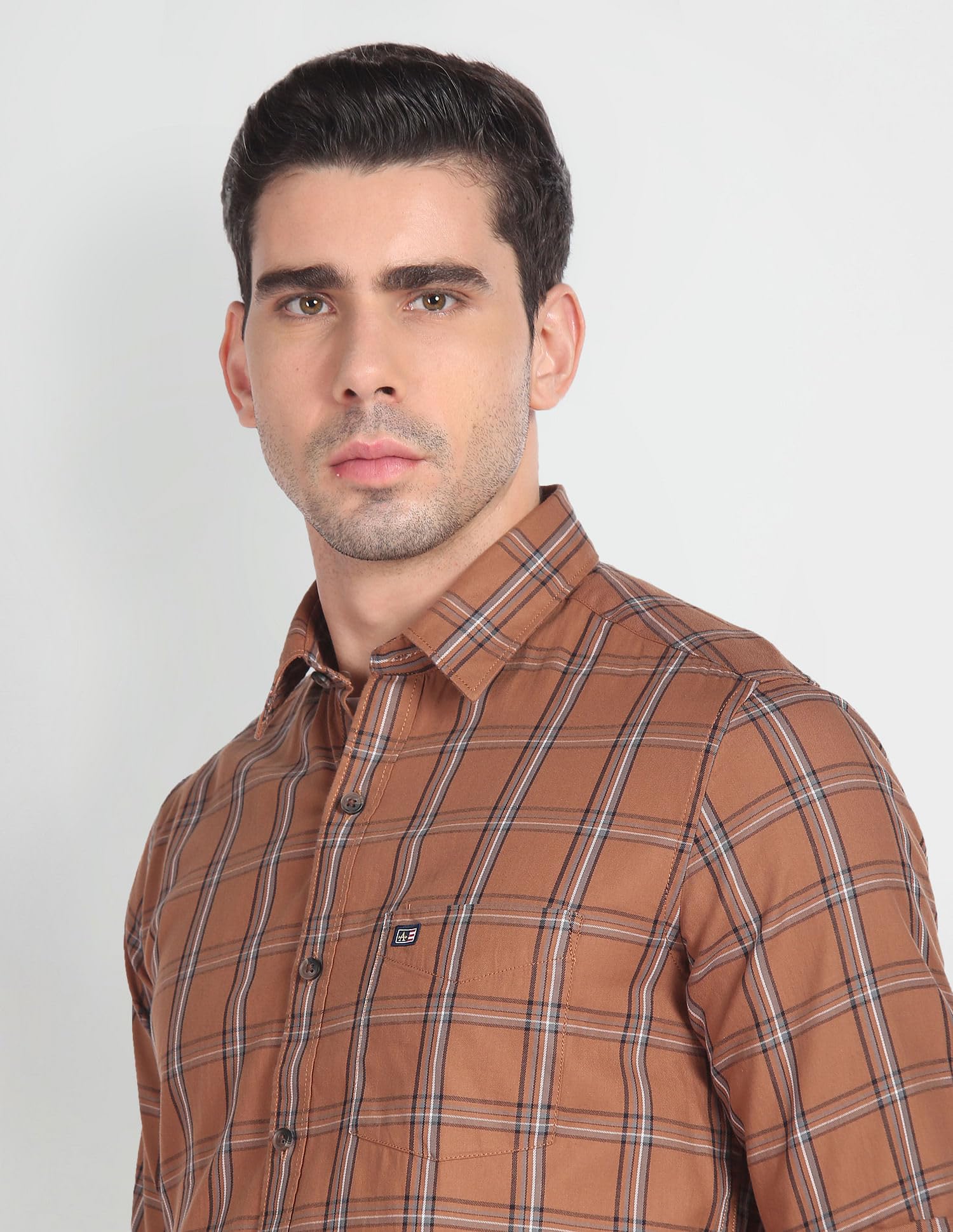 Arrow Men's Slim Fit Shirt (ASADOSH02243_Brown - Image 2