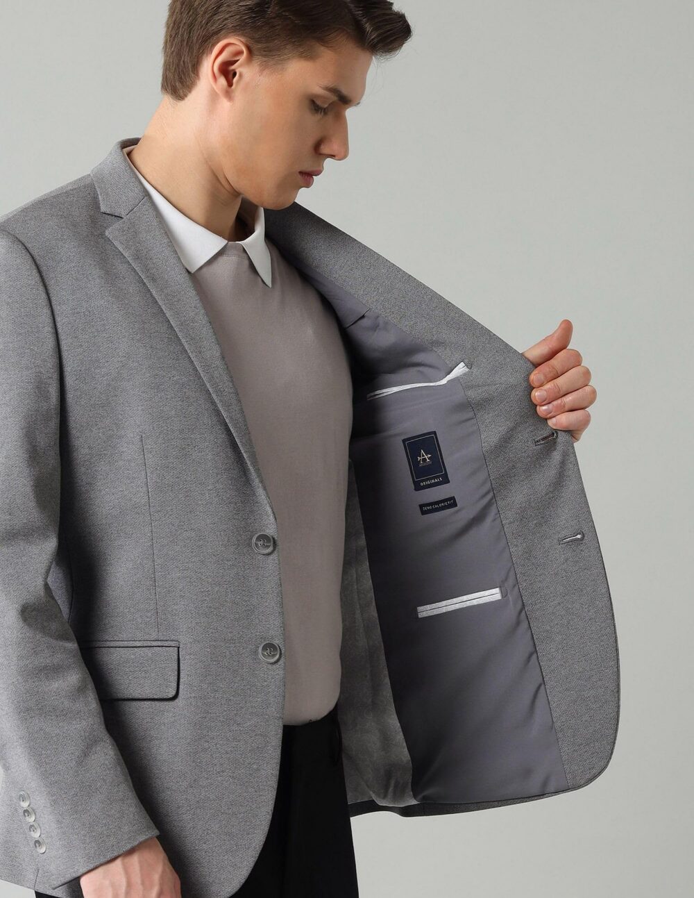 Arrow Men's Classic Casual Blazer (ARADOBZ0014_Grey - Image 4