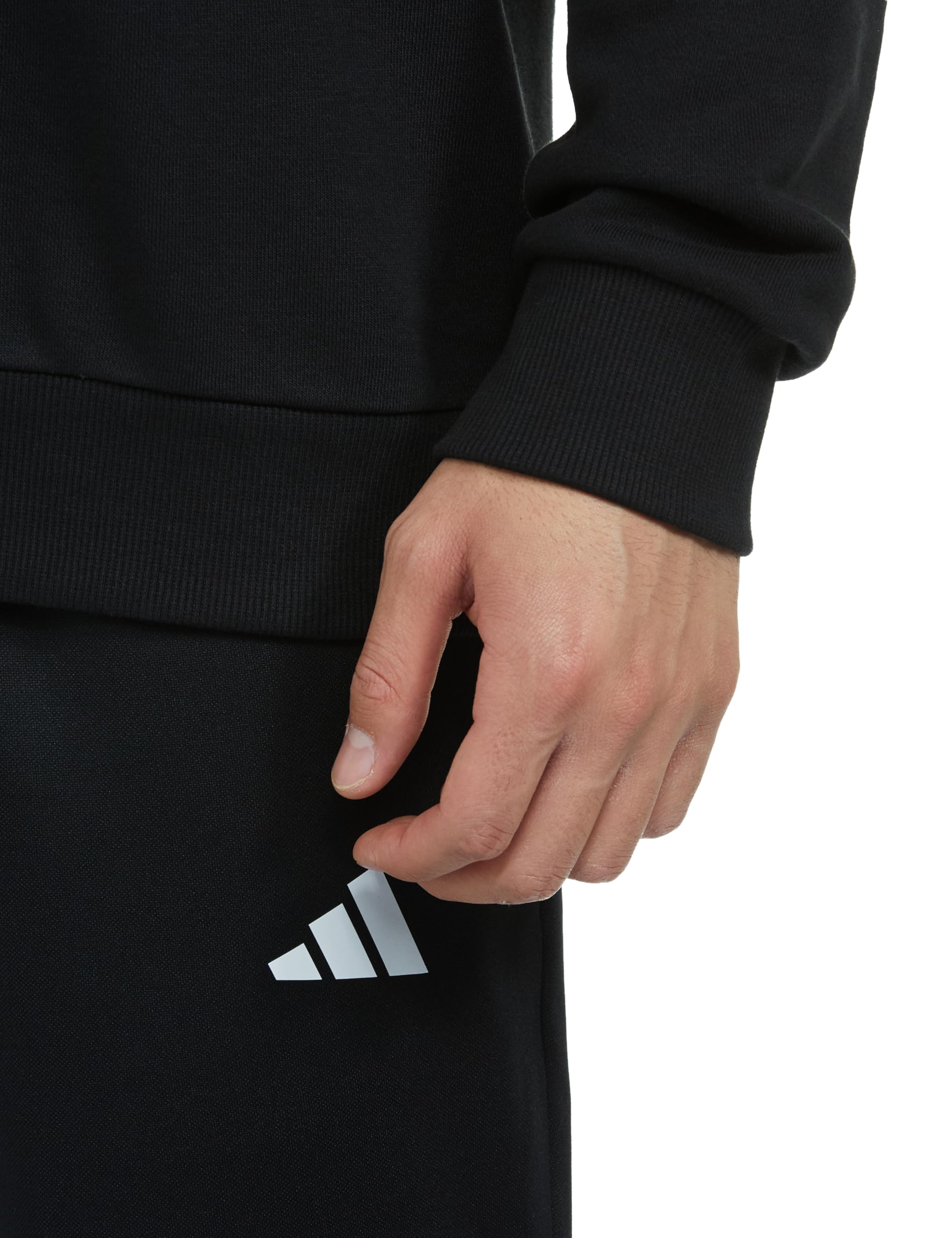 adidas Men's Cotton Blend Crew Neck Regular Fit Sweatshirt (JE9378_Black_Large) - Image 2