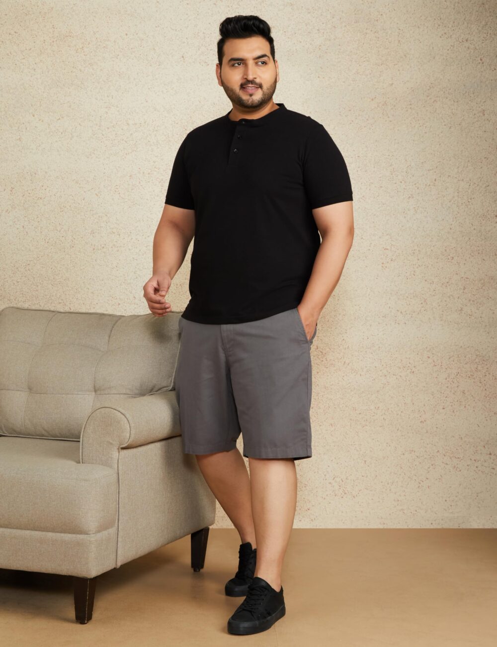 Symbol Men's Cotton Chino Shorts | Casual Half Pants | Bermuda (Grey_38) - Image 5
