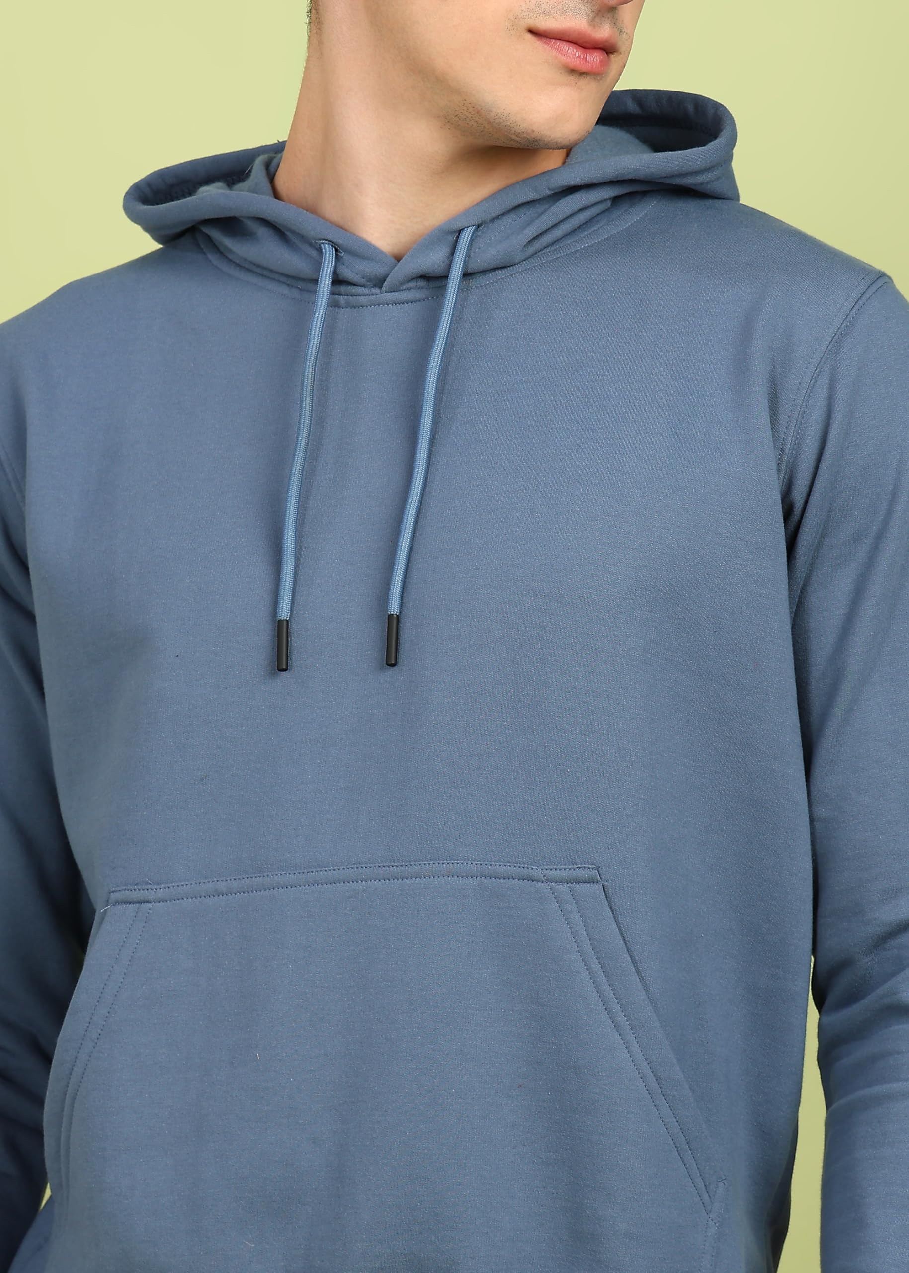 Alan Jones Clothing Men’s Solid Hooded Sweatshirt | Drawstring Hood, Kangaroo Pocket, Ribbed Hem | Regular Fit | Sizes S–5XL | Multiple Colors Persian Blue - Image 4