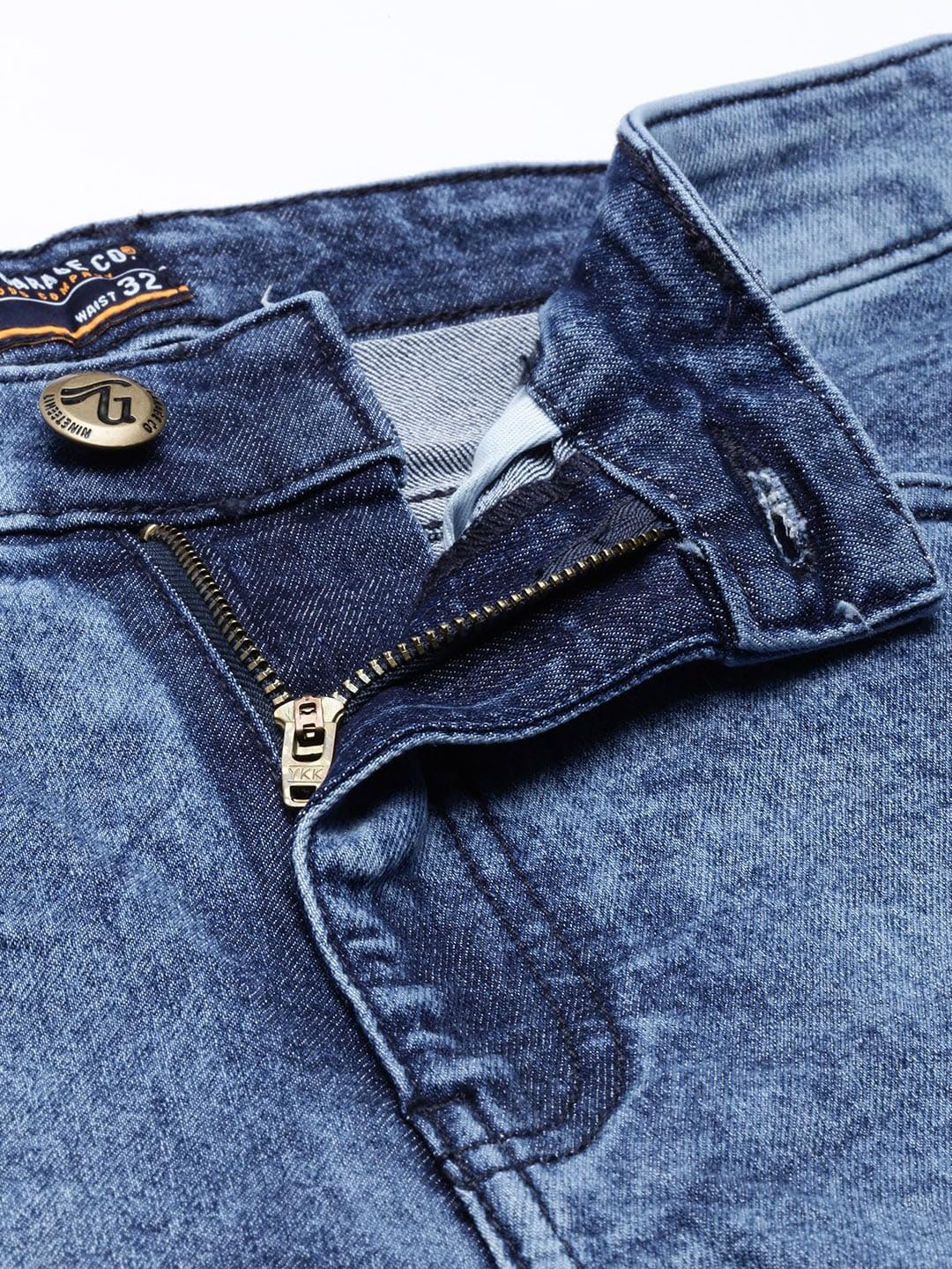 The Indian Garage Co Men Mid Rise Slim Fit Solid Mid-Rise Stretchable Jeans Blue, 32 - Image 5