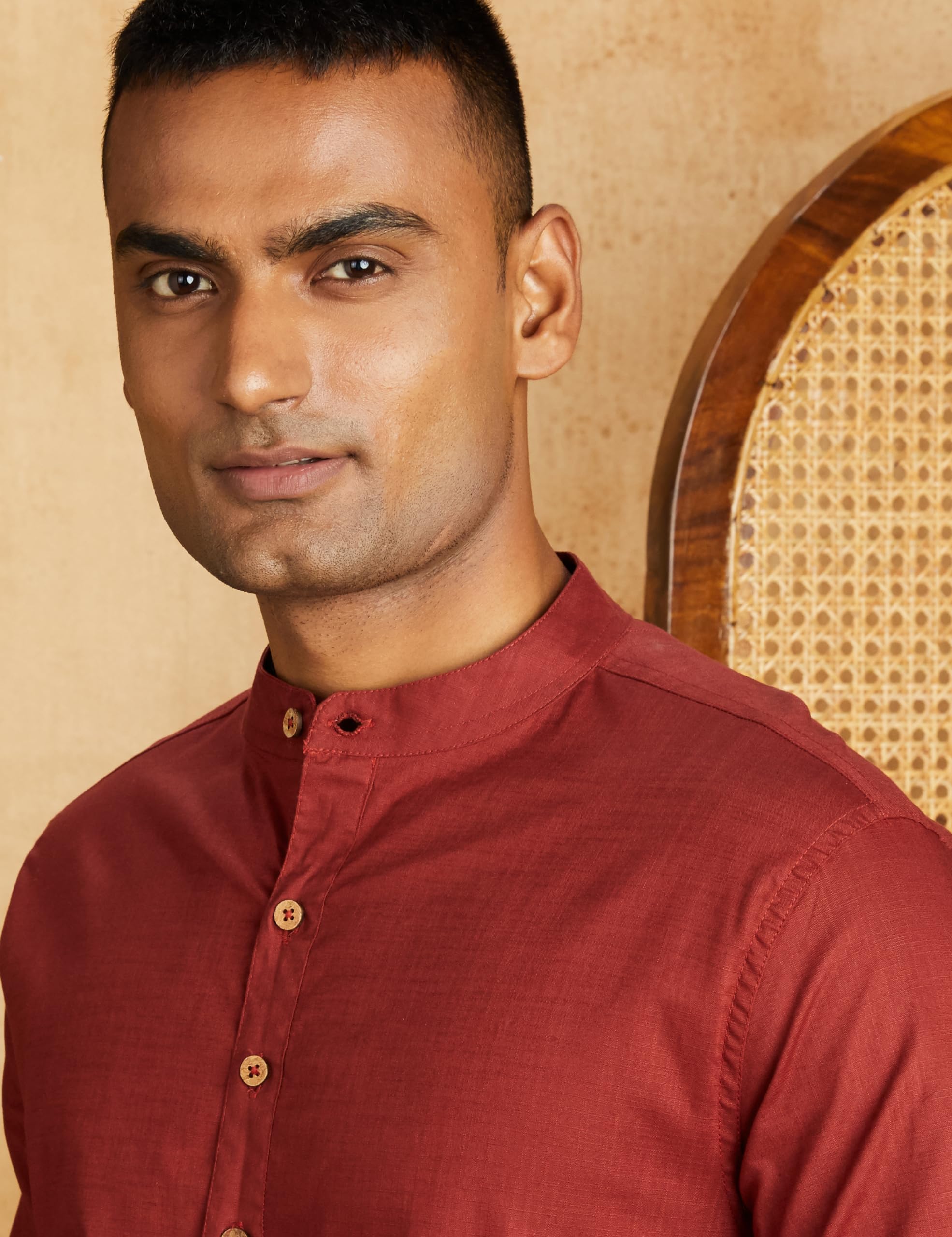 Symbol Men's Cotton Solid Long Kurta (Regular Fit) Sun Dried Tomato XL - Image 8