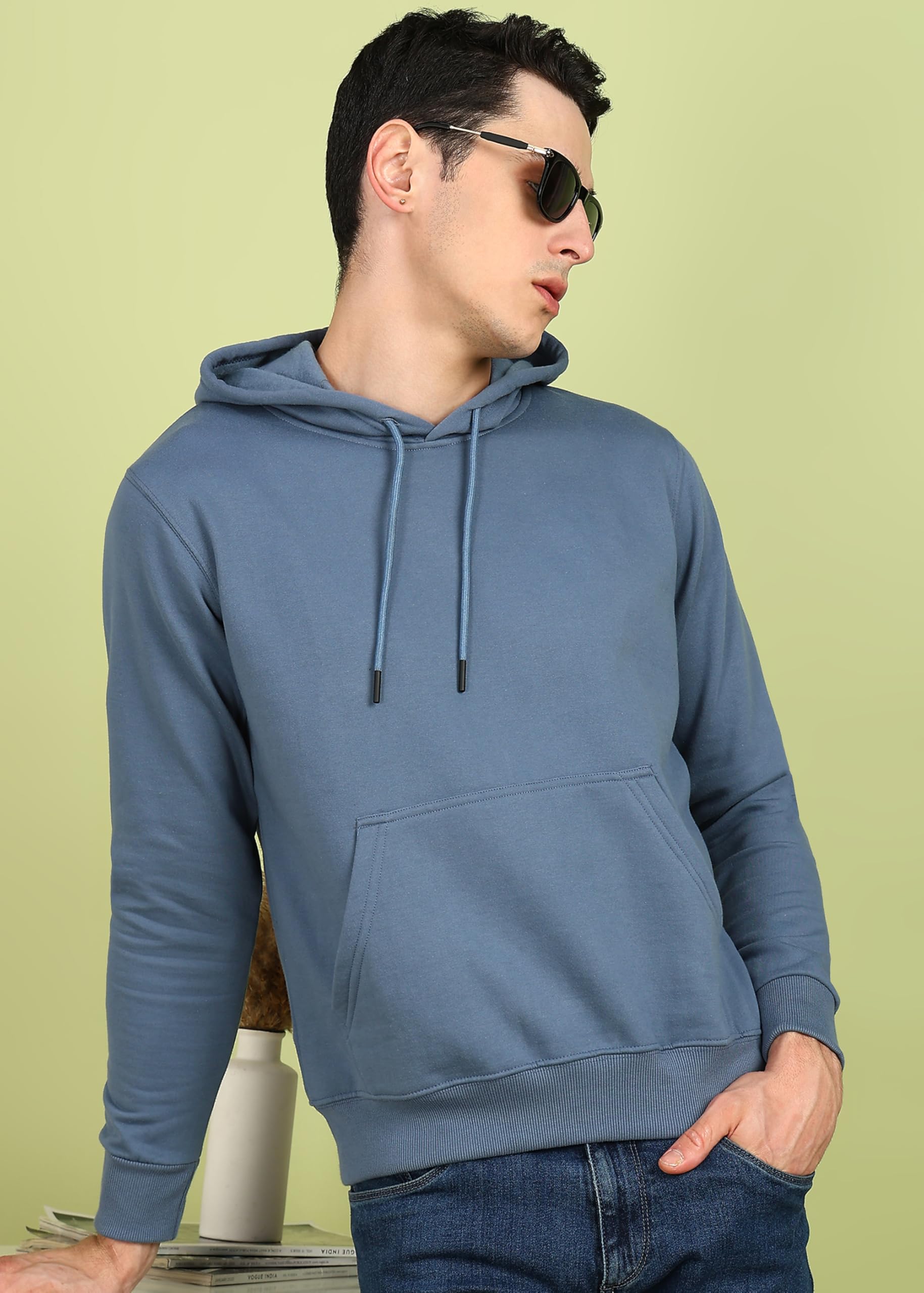 Alan Jones Clothing Men’s Solid Hooded Sweatshirt | Drawstring Hood, Kangaroo Pocket, Ribbed Hem | Regular Fit | Sizes S–5XL | Multiple Colors Persian Blue - Image 6