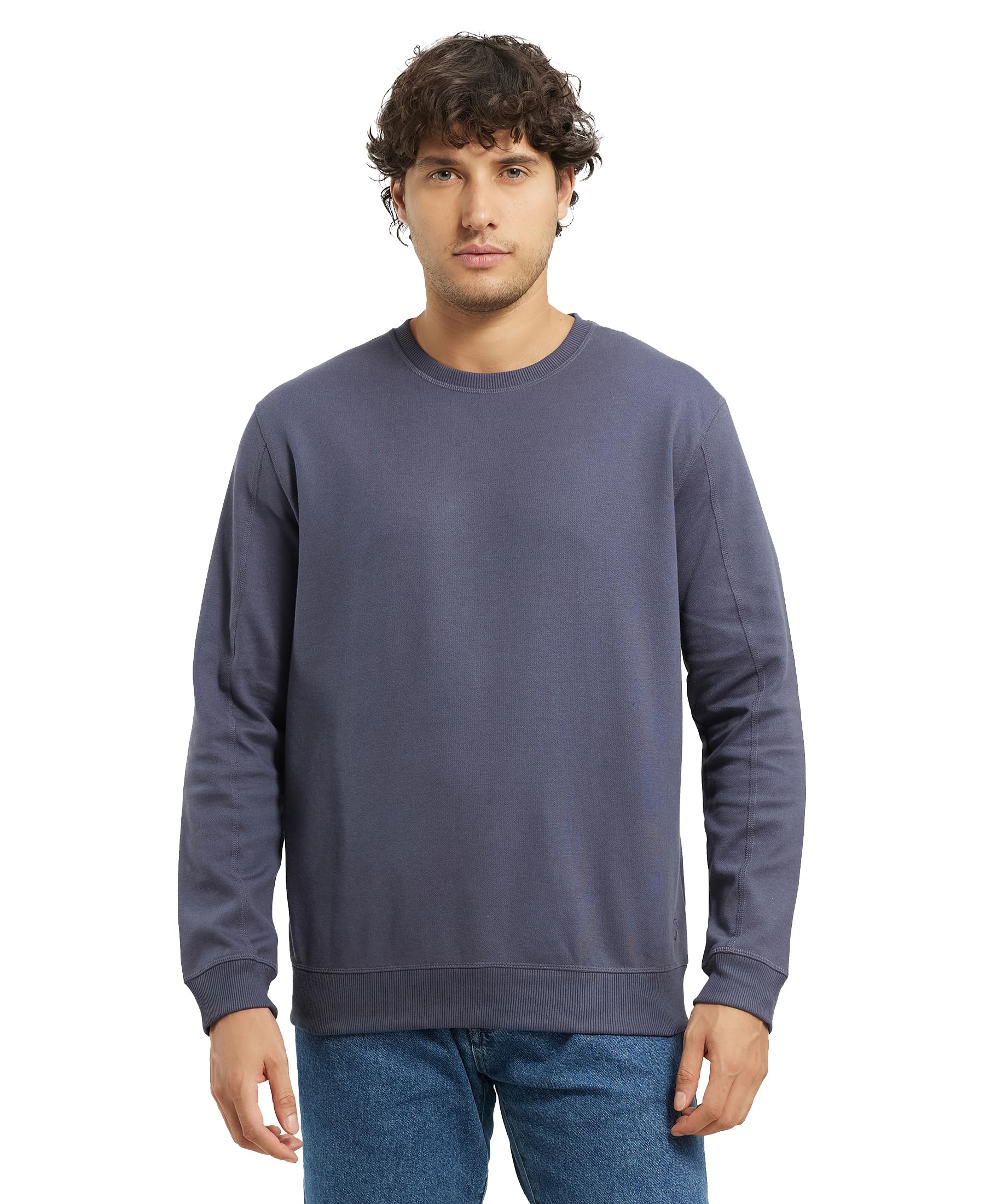 Jockey AM48 Men's Super Combed Cotton Rich Pique Sweatshirt with Ribbed Cuffs_Odyssey Grey_L