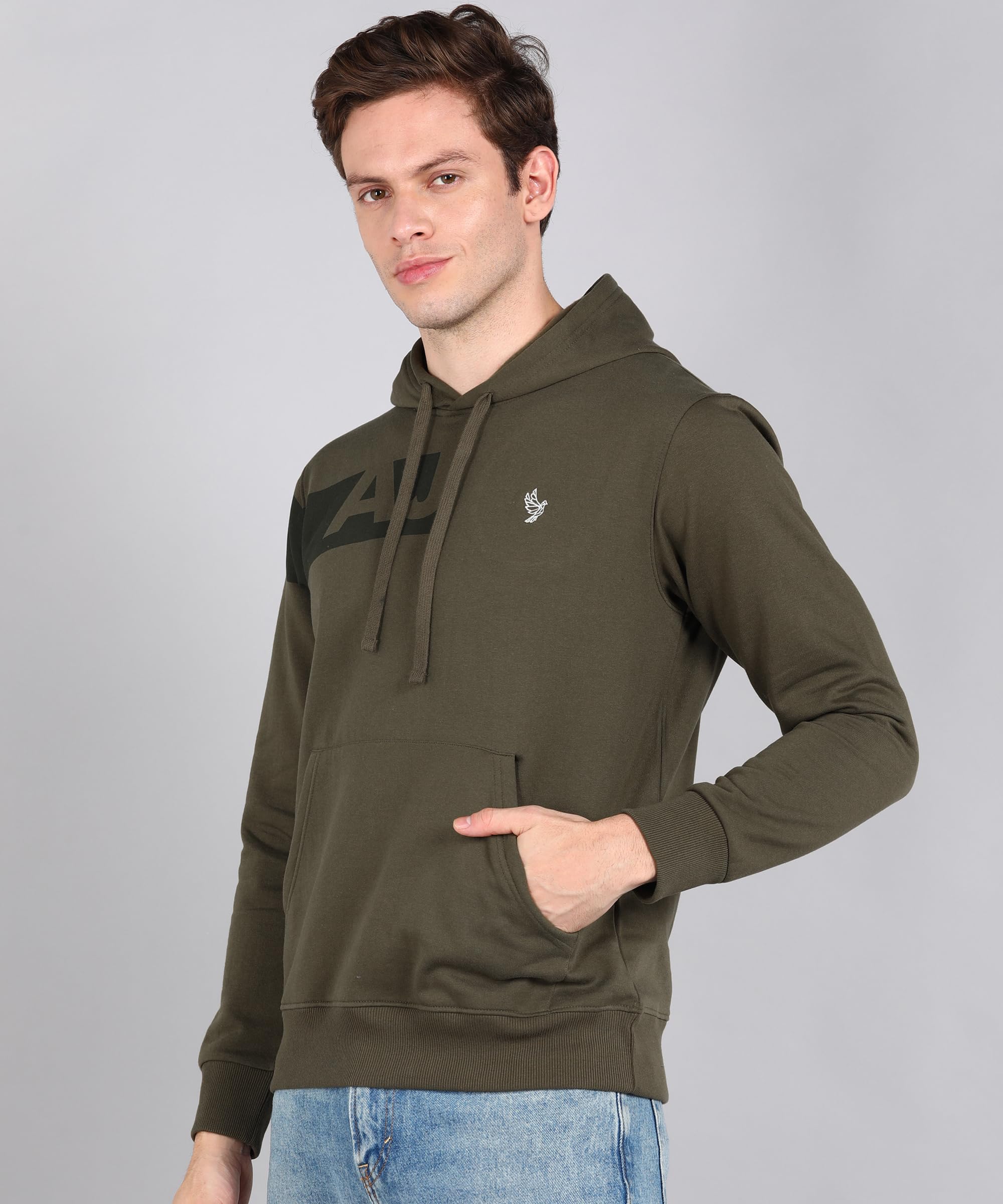 Alan Jones Clothing Men's Cotton Hoodies Sweatshirt (Olive_Small, Regular) - Image 5